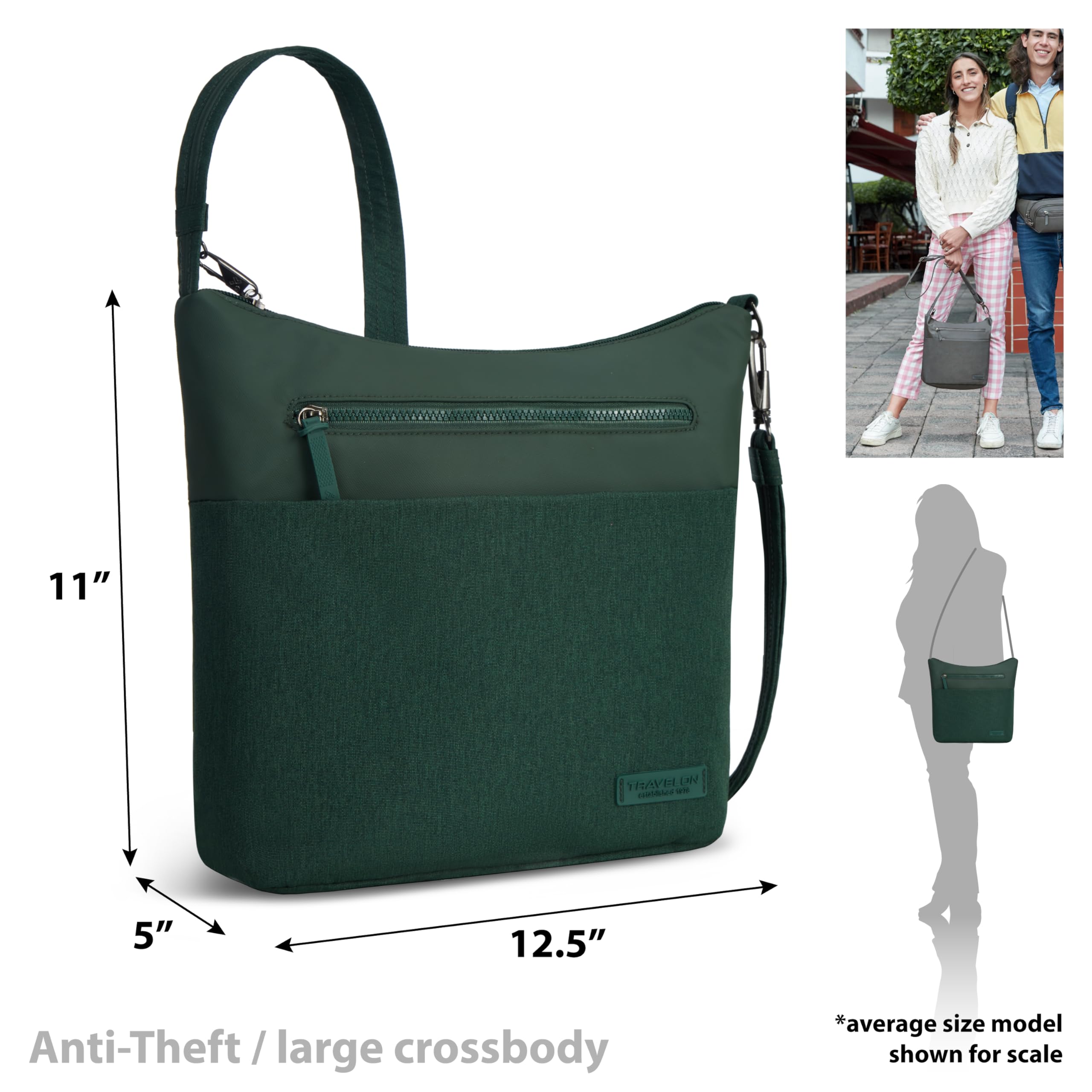 Travelon Anti-Theft Metro Crossbody Bag - Secure & Stylish RFID Blocking Purse for Women, Perfect for Commuting, Travel & Daily Use