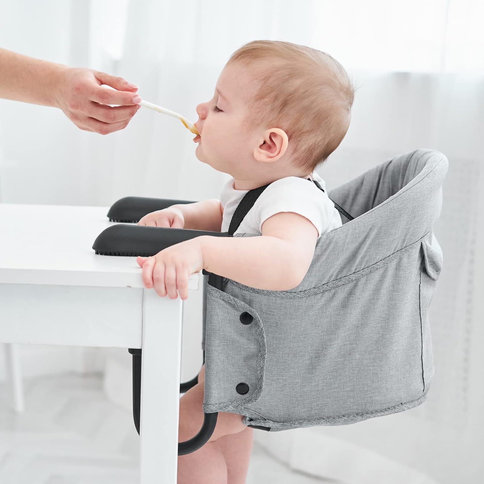Hook On High Chair for Babies - Portable Clip On Feeding Seat with Fold-Flat Storage, Heavy Duty Design for Home & Travel - Perfect for Dining, Outdoor Picnics, and Restaurant Use