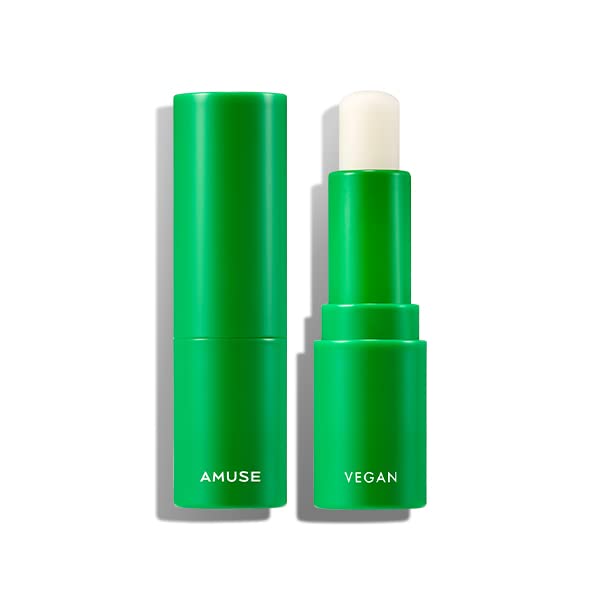AMUSE Vegan Green Lip Balm - K-Beauty Plant Based Eco-Friendly Moisturizing Lip Care (01 CLEAR) | Hydrating for Dry Lips, Perfect for Daily Use & On-The-Go