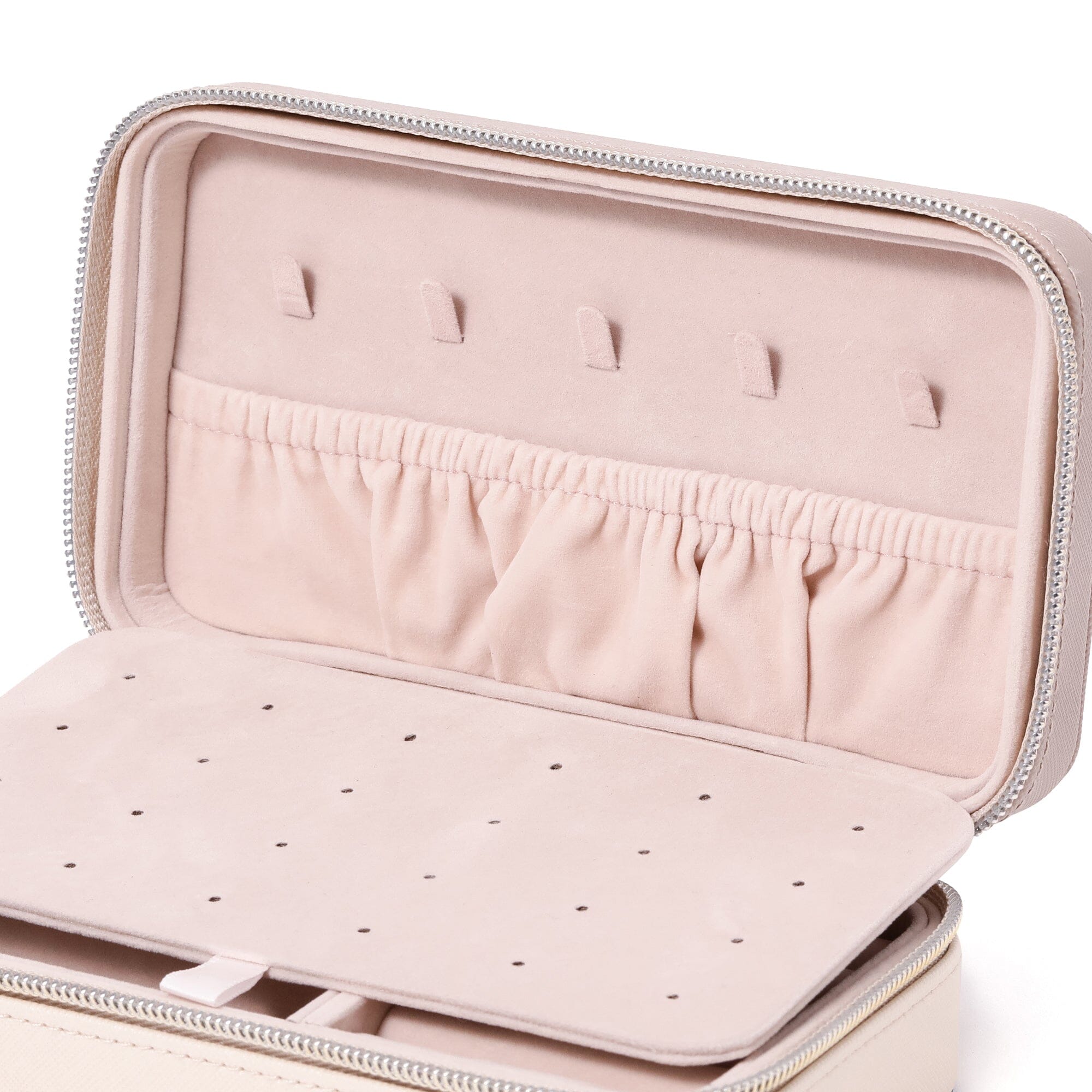 Elegant Bicolor Travel Jewelry Organizer Box - Ivory White | Perfect for Vacation, Business Trips & Gift Giving