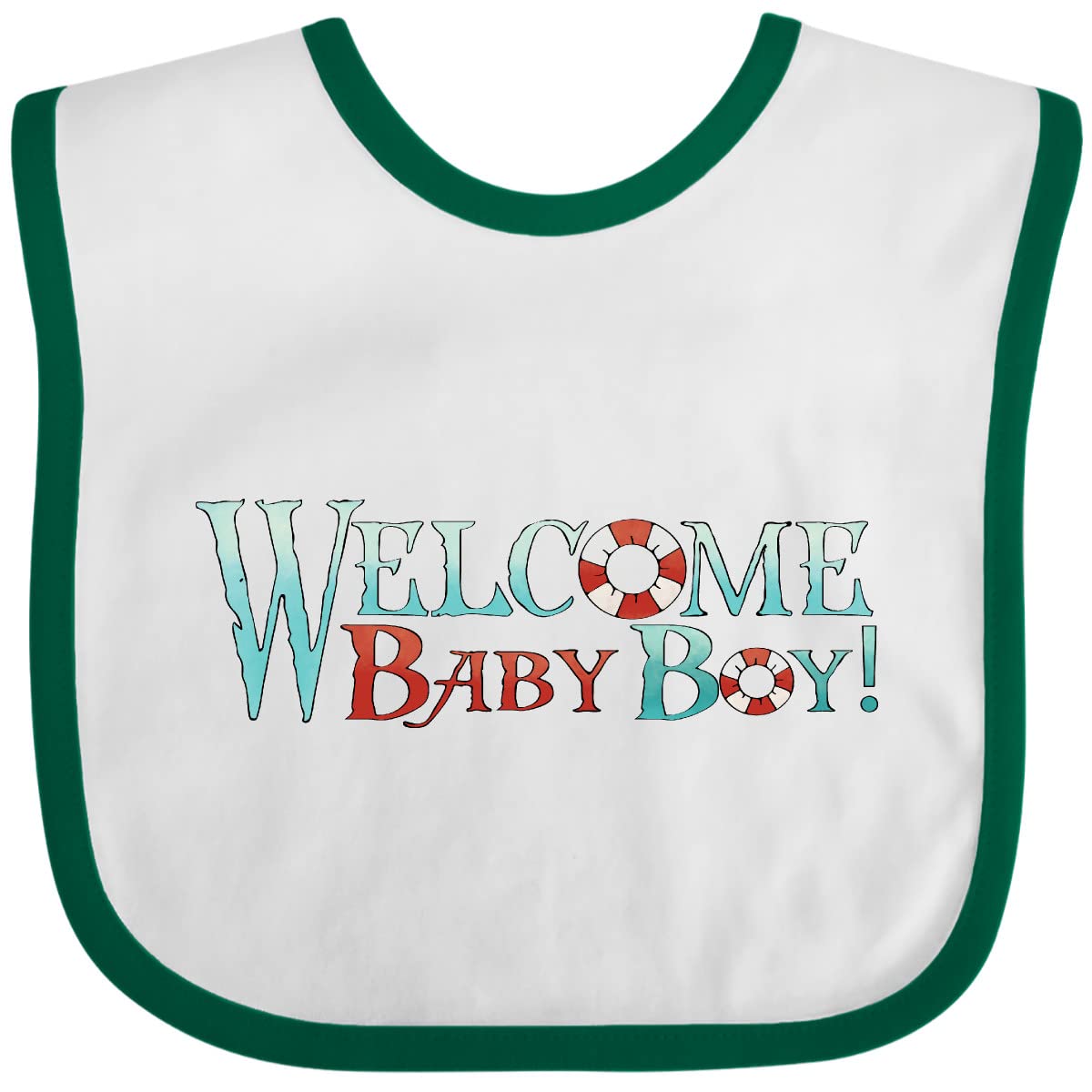 Inktastic Nautical Welcome Baby Boy Bib - Soft Cotton Drool Bib for Newborns & Infants - Perfect for Feeding, Teething & Photo Shoots