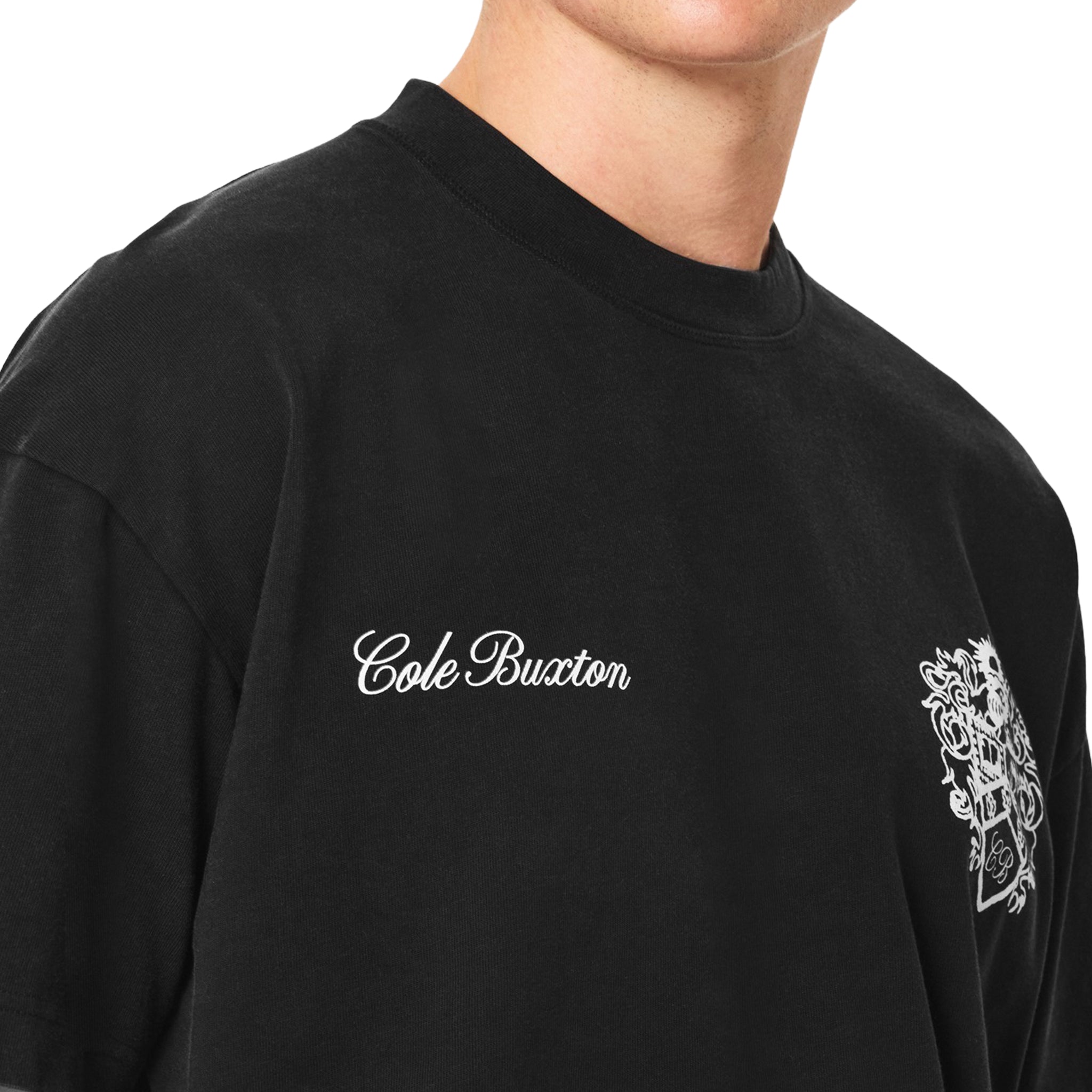 Cole Buxton Collegiate Black T-Shirt for Men - Premium Cotton Crewneck Tee for Casual Wear, Gym & Street Style