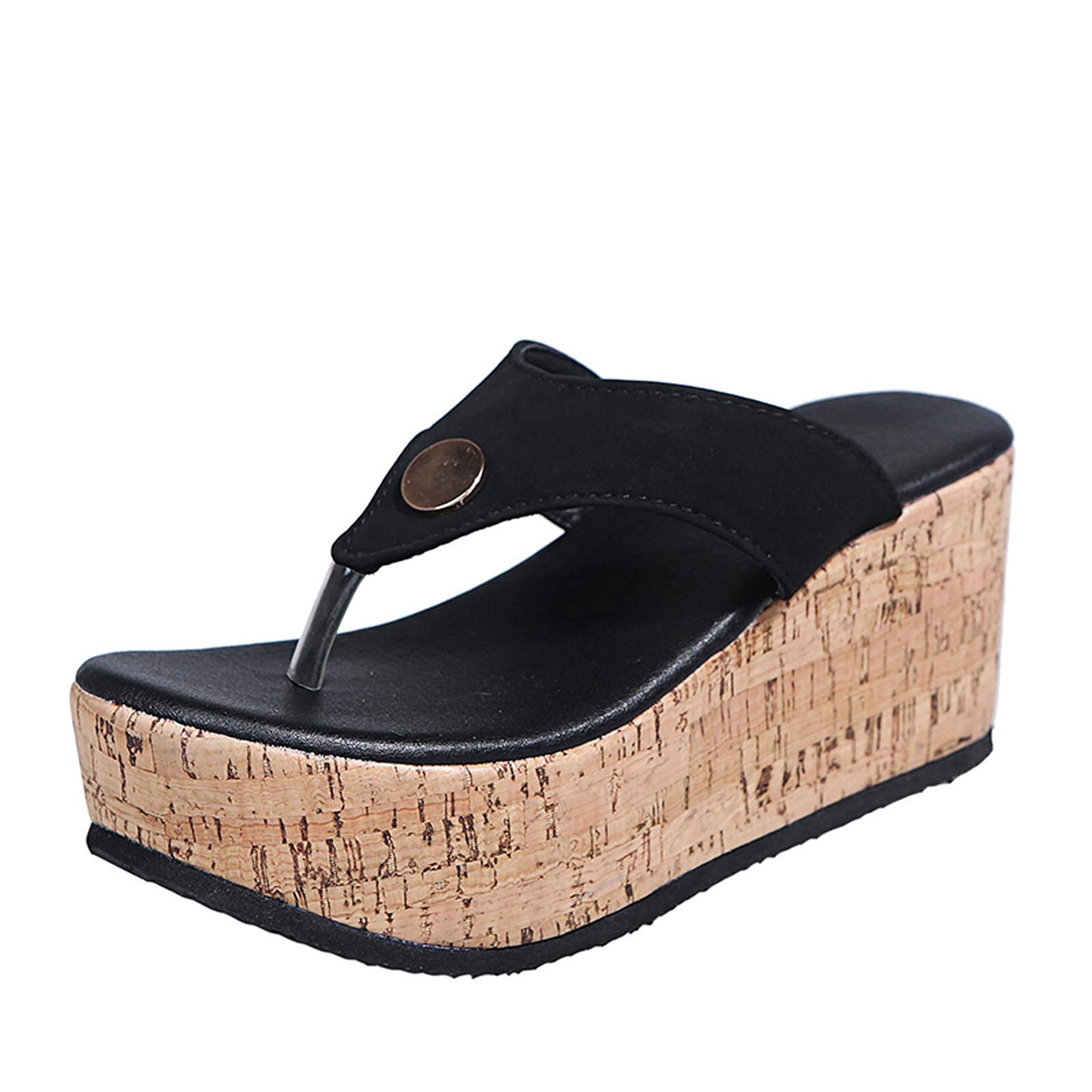 ZBYY Women's Comfortable Wedge Sandals - Cork Platform Slip-On Mules with Arch Support | Summer Slide Sandals & Flip Flops for Beach, Pool, and Casual Outings