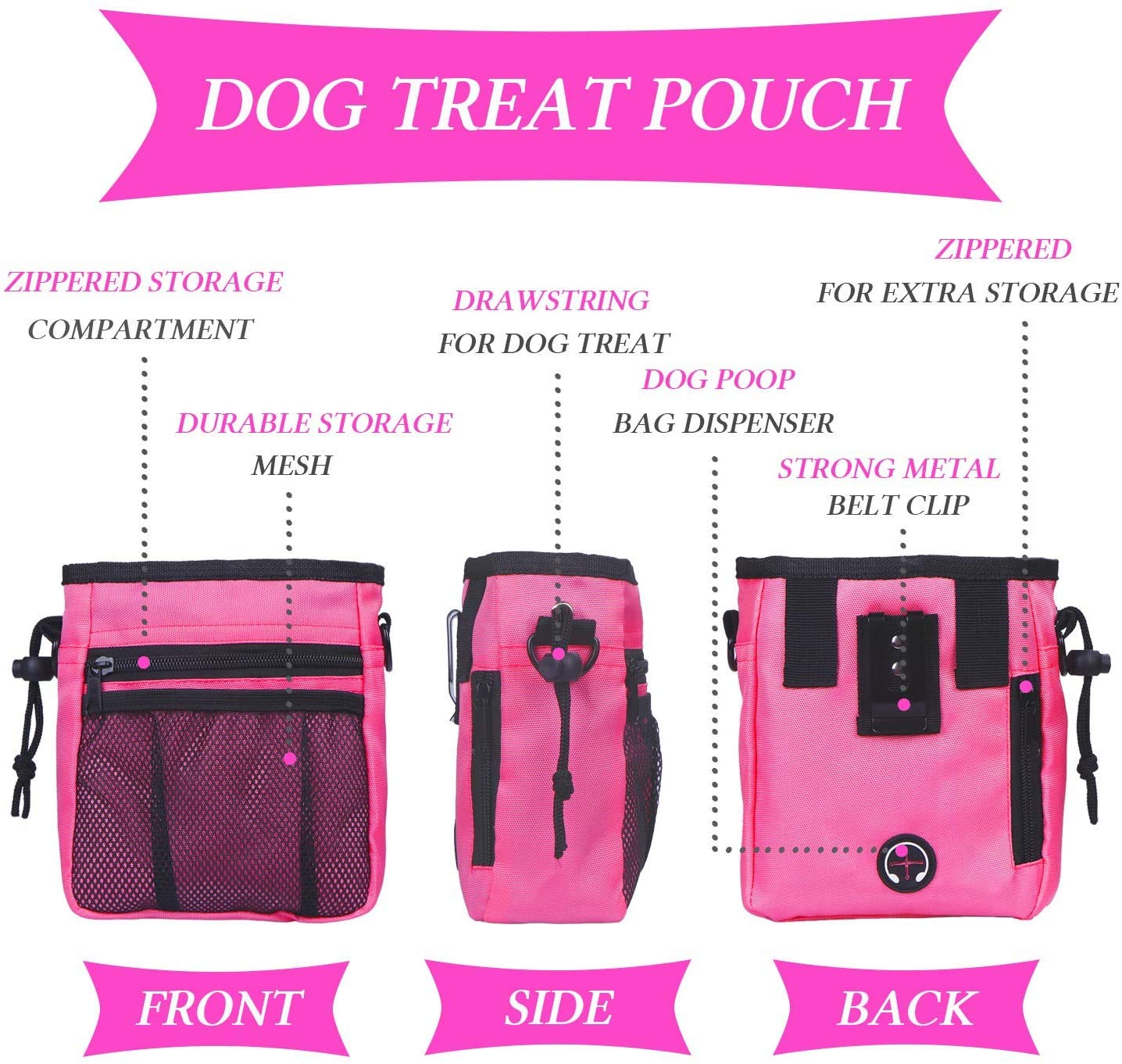 **4-in-1 Dog Training Set – Puppy Training Treats, Dog Whistle, Clicker & Doorbell – Perfect for First-Time Pet Owners & Obedience Training – Great Gift for Dog Lovers (Pink) – Ideal for Home, Park & Outdoor Use**