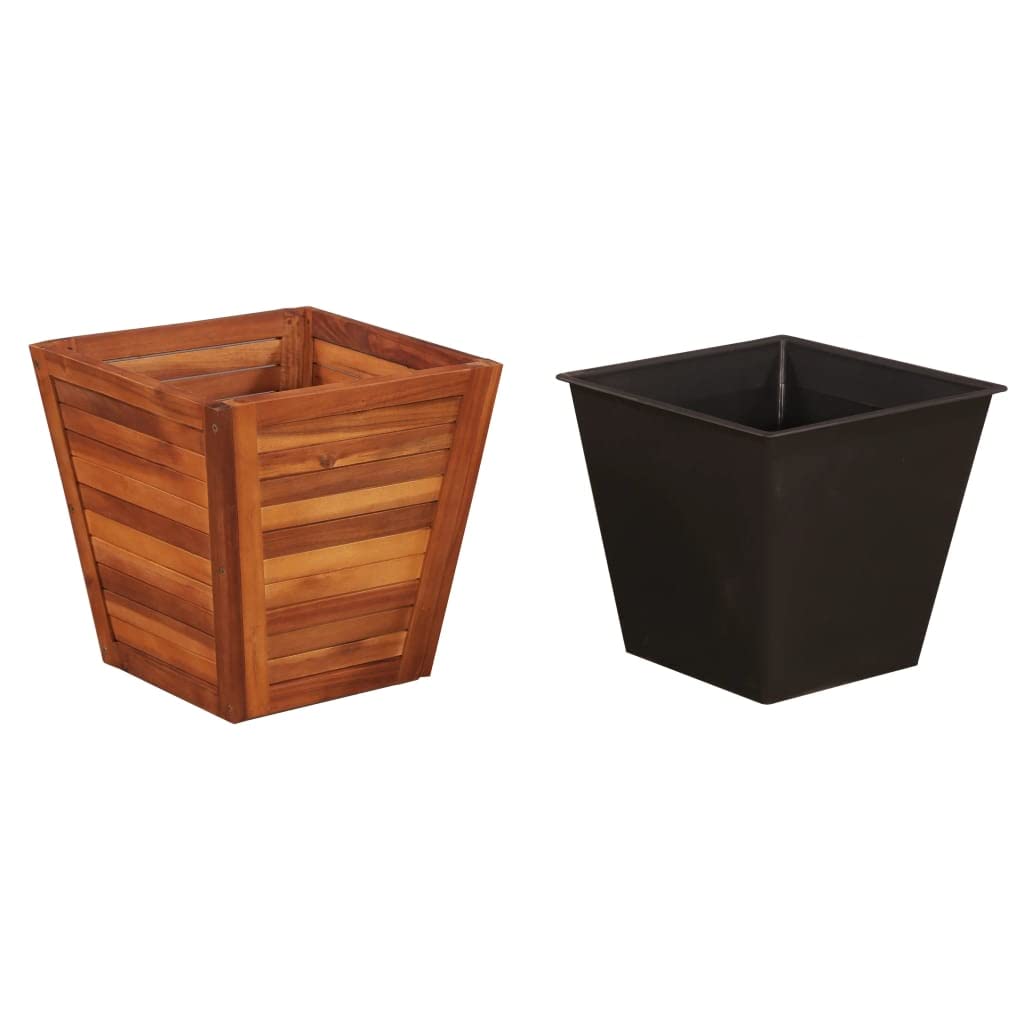 Premium Solid Acacia Wood Raised Garden Bed Set - 3-Piece Square Planter Box for Outdoor Flowers, Herbs & Vegetables | Balcony, Patio & Backyard Gardening | Durable Wooden Storage Crates & Plant Containers