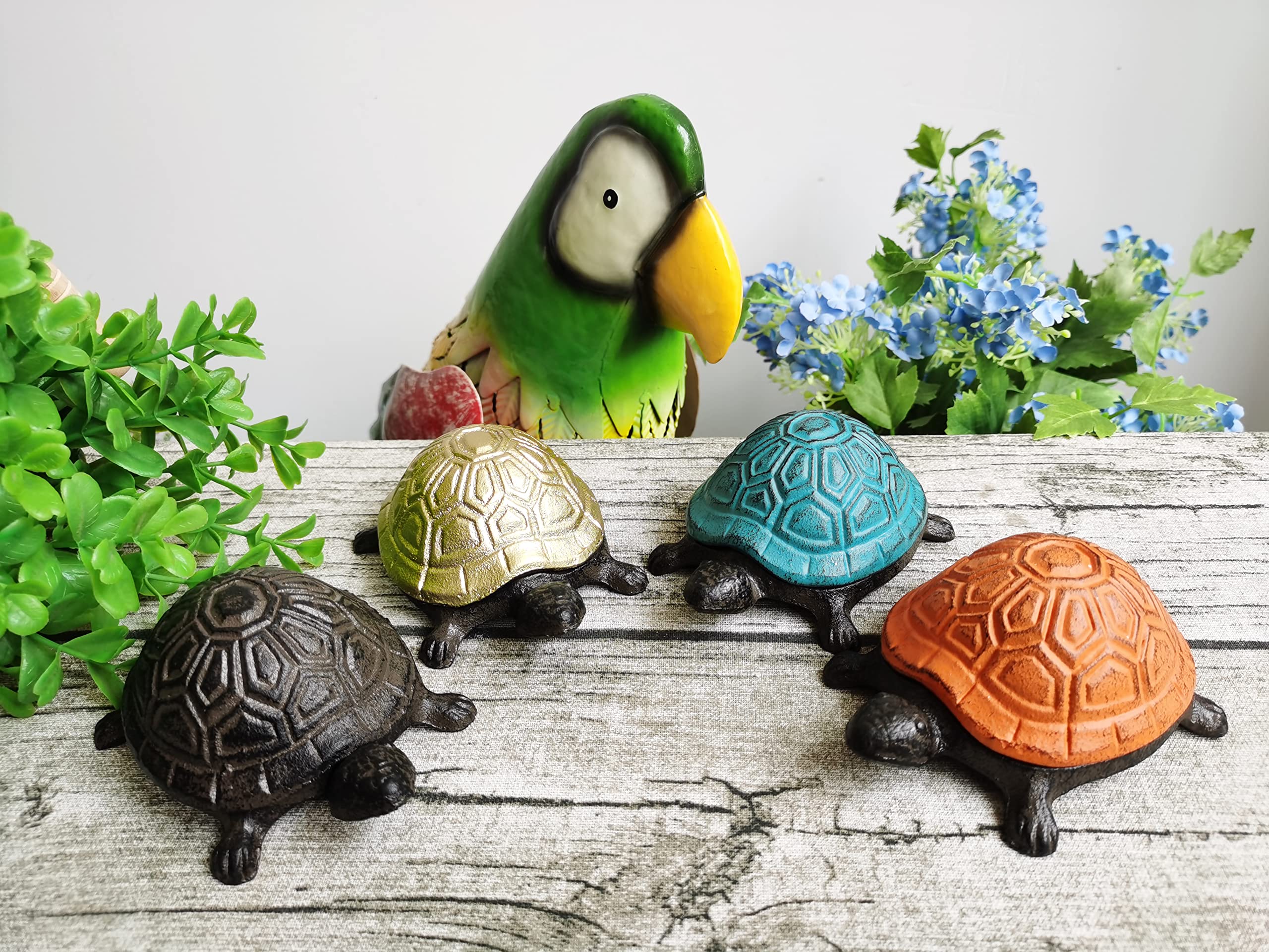 BSTGIFTS Cast Iron Turtle Key Hider - Hidden Spare Key Holder & Garden Decor - Jewelry Box for Rings, Earrings & Small Trinkets (Antique Blue) | Perfect for Outdoor Key Storage & Home Decoration