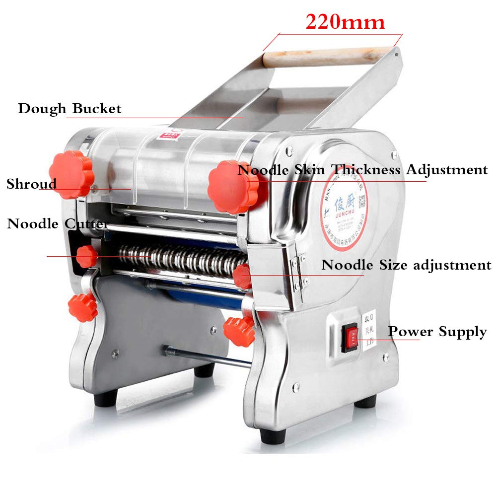 TOPCHANCES 750W Electric Pasta Maker Machine - 220mm Automatic Noodle Press with 3/9mm Pasta Cutter (110V US) - Perfect for Homemade Italian Pasta, Asian Noodles & Family Cooking