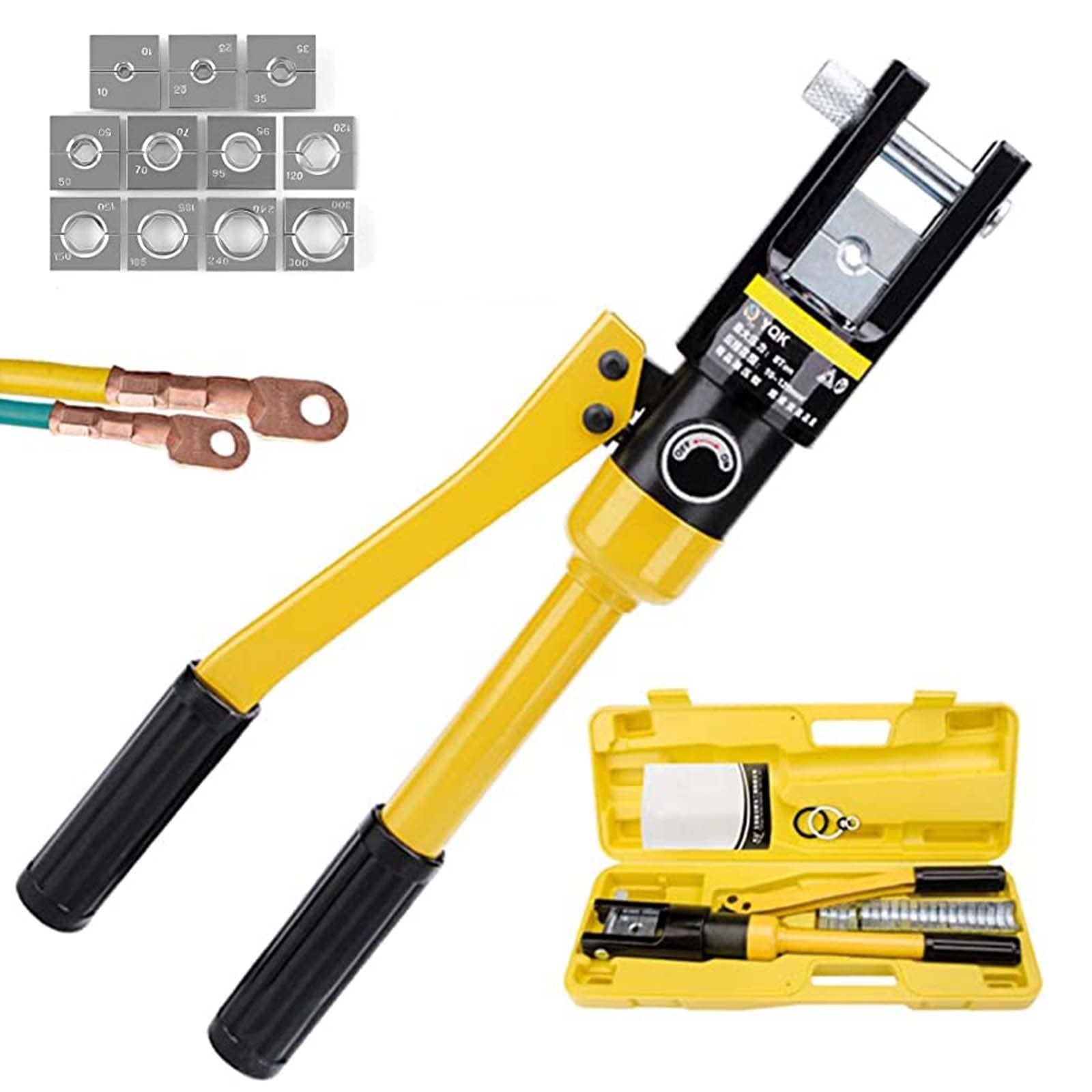 Hydraulic Crimping Tool Manual, Cable Terminal Crimper with Dies for Hydraulic Cable Lug Crimping - YQK-240 - Perfect for Electrical Wiring, Automotive Repairs & DIY Projects
