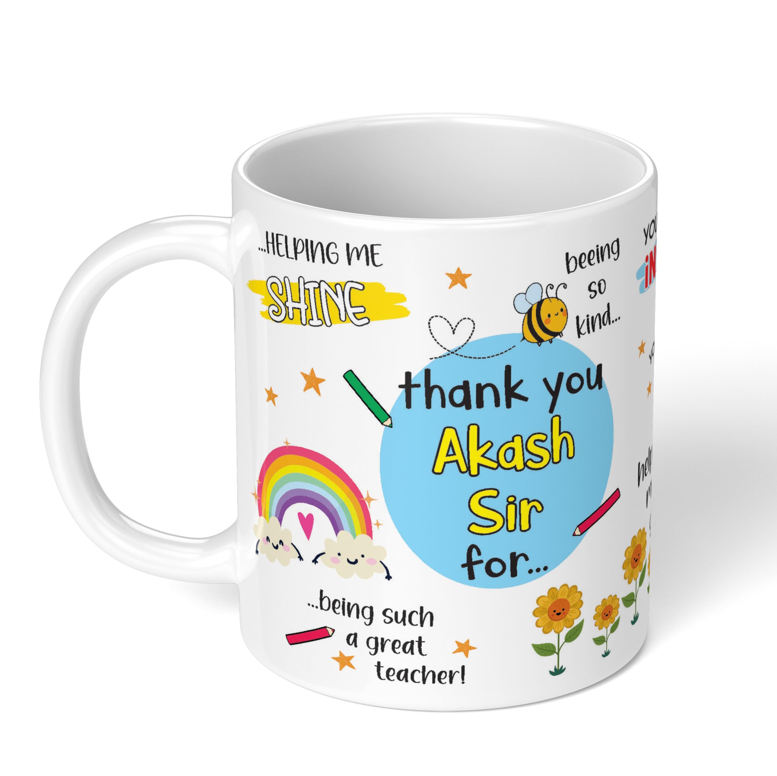 Personalized Teacher's Name Ceramic Mug 11oz - Best Thank You Gift for Teachers, Coffee & Tea Cup with 