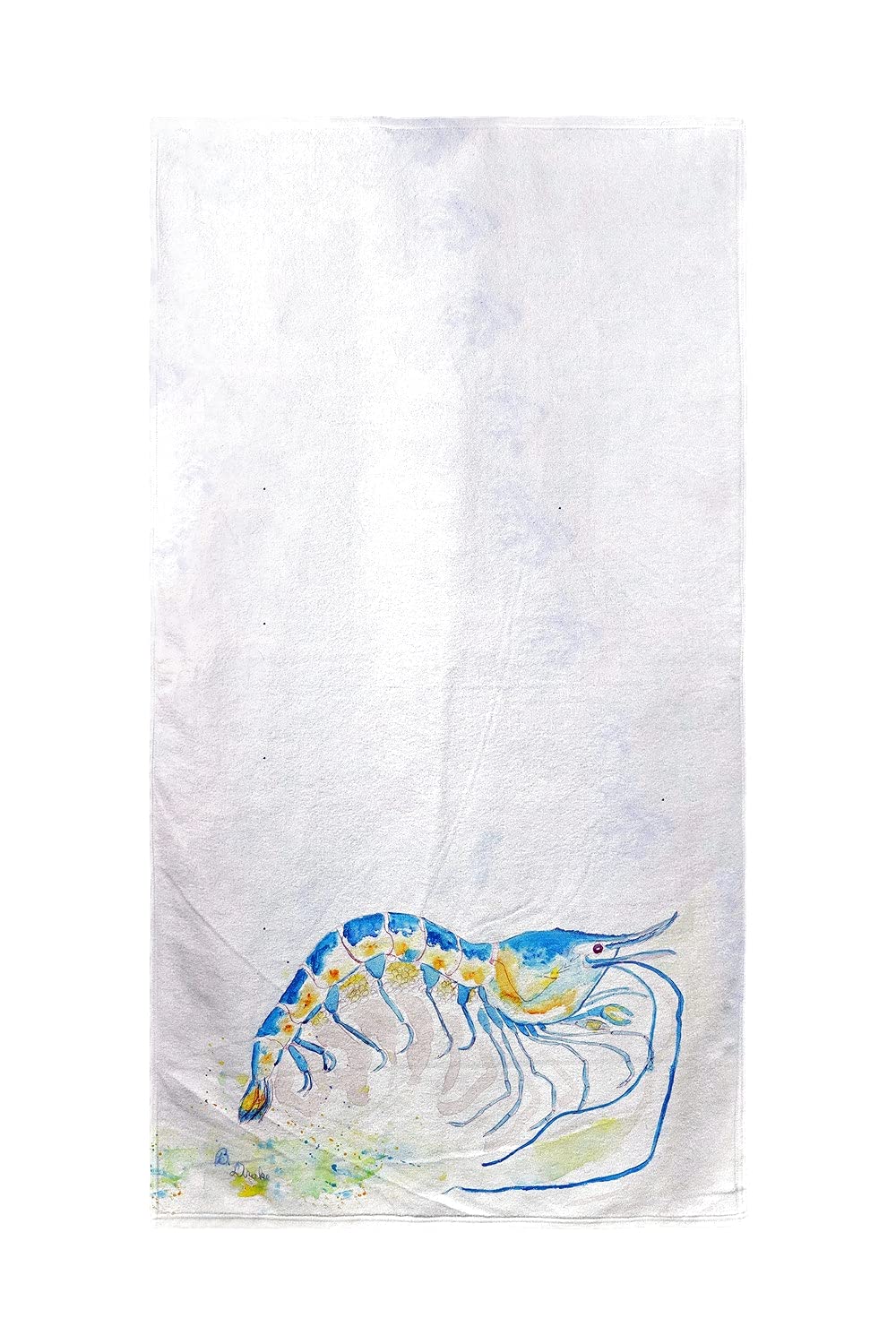 Betsy Drake Blue Shrimp Beach Towel - Large Soft Absorbent Quick-Dry Towel for Pool, Beach, Vacation & Outdoor Activities - Perfect Summer Gift