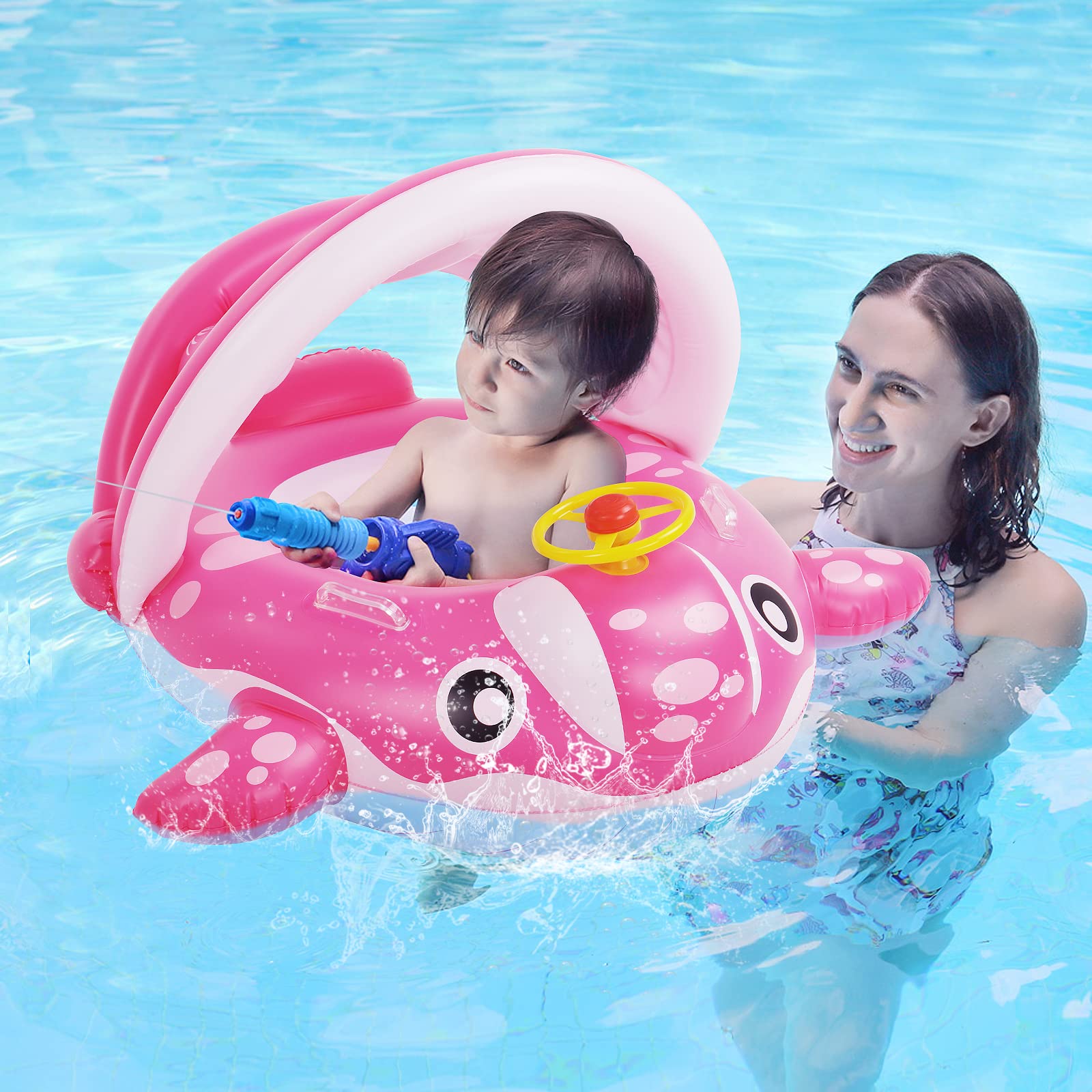 Peradix Baby Pool Float with Canopy - Inflatable Swim Ring for Toddlers | Beach & Pool Play