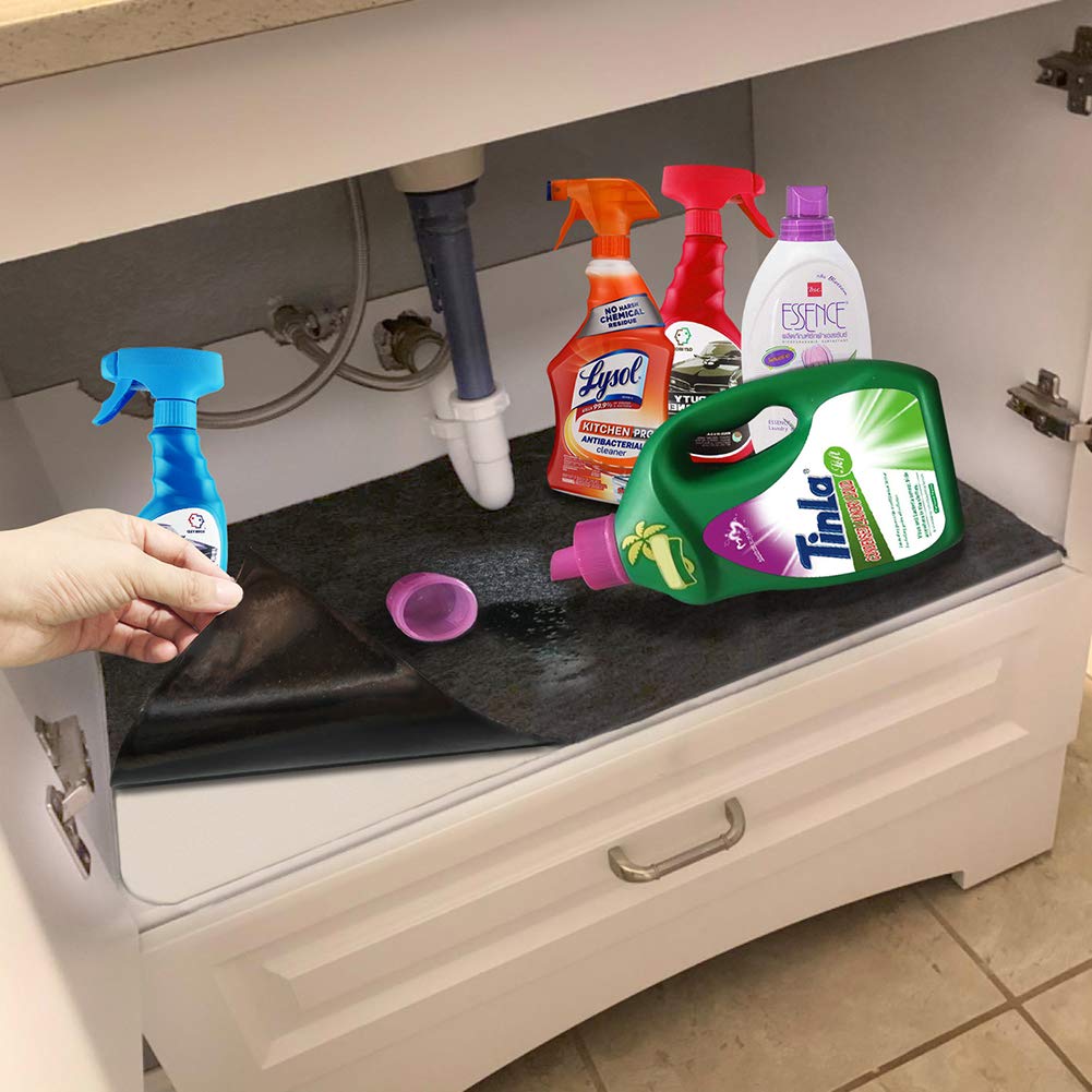 Premium Under Sink Cabinet Mat - Absorbent, Waterproof, Washable Shelf & Drawer Liner (24