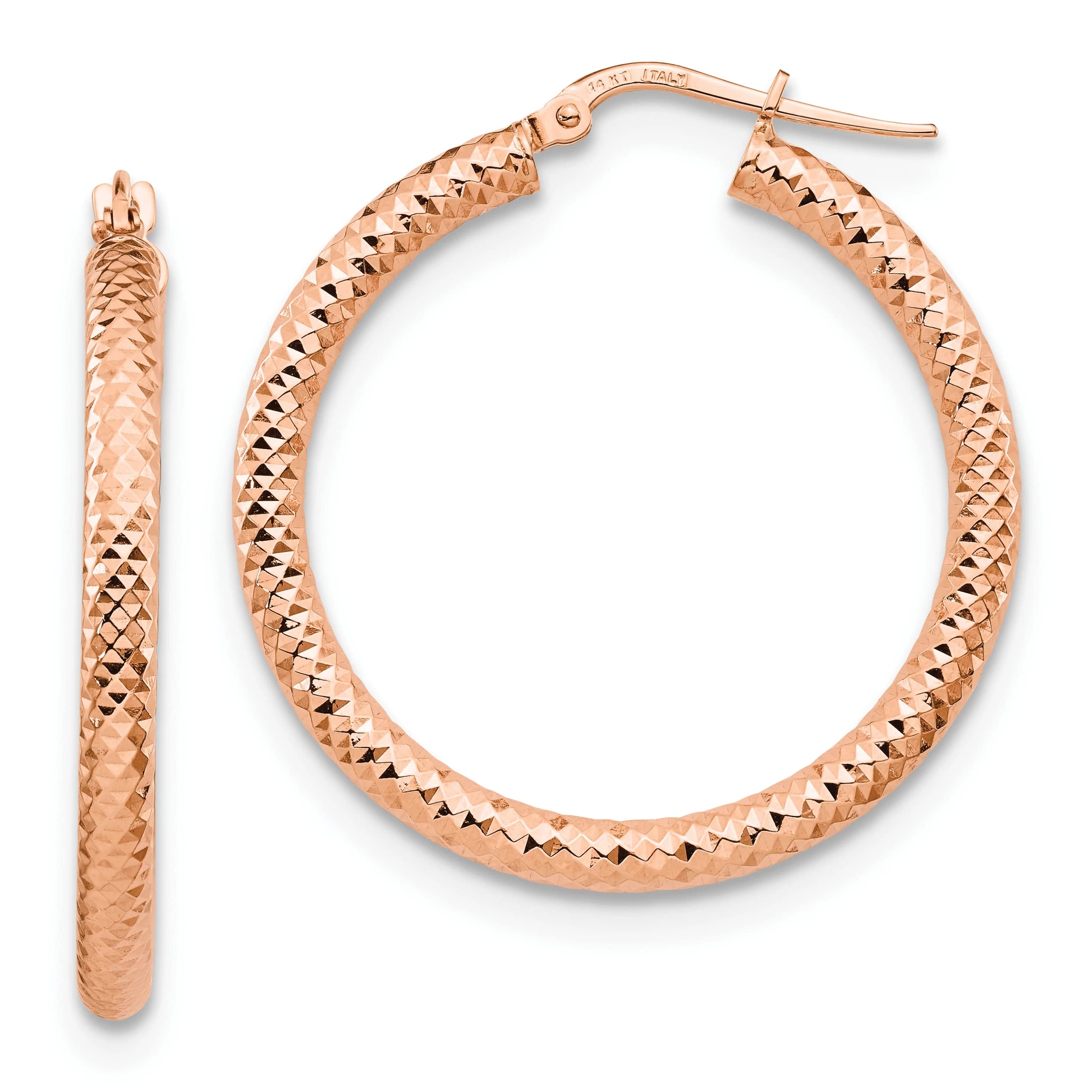 14K Rose Gold Round Hoop Earrings for Women - Dainty & Elegant Everyday Jewelry - Perfect for Work, Date Night & Special Occasions
