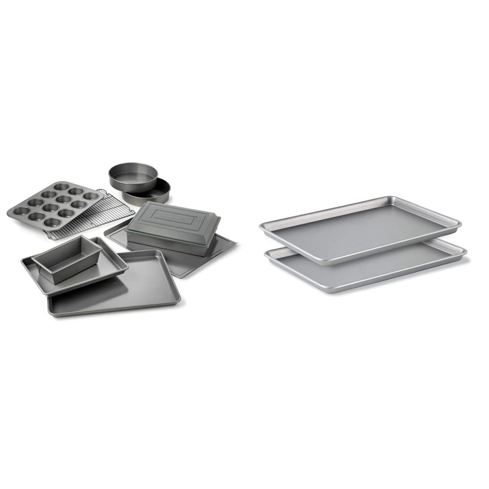 Calphalon Nonstick Bakeware Set - 10-Piece Silver Baking Pans & Cookie Sheets (12x17 Inch) for Cakes, Cookies & Pastries | Perfect for Home Baking, Holiday Treats & Party Desserts