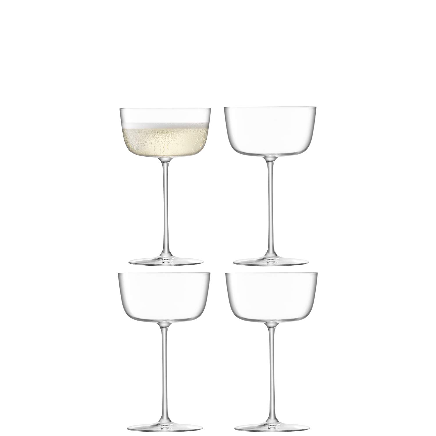 LSA International Borough Cocktail Saucer Set of 4 - 240ml Clear Glass Dishwasher Safe Barware (BG07) - Perfect for Cocktail Parties, Home Bars & Elegant Entertaining