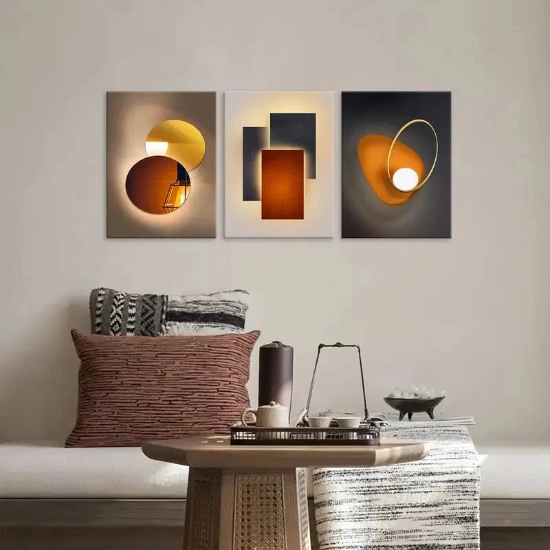 3-Piece Abstract Fantasy Metal Wall Art Prints - Ready to Hang Modern Home Decor for Living Room, Bedroom & Office