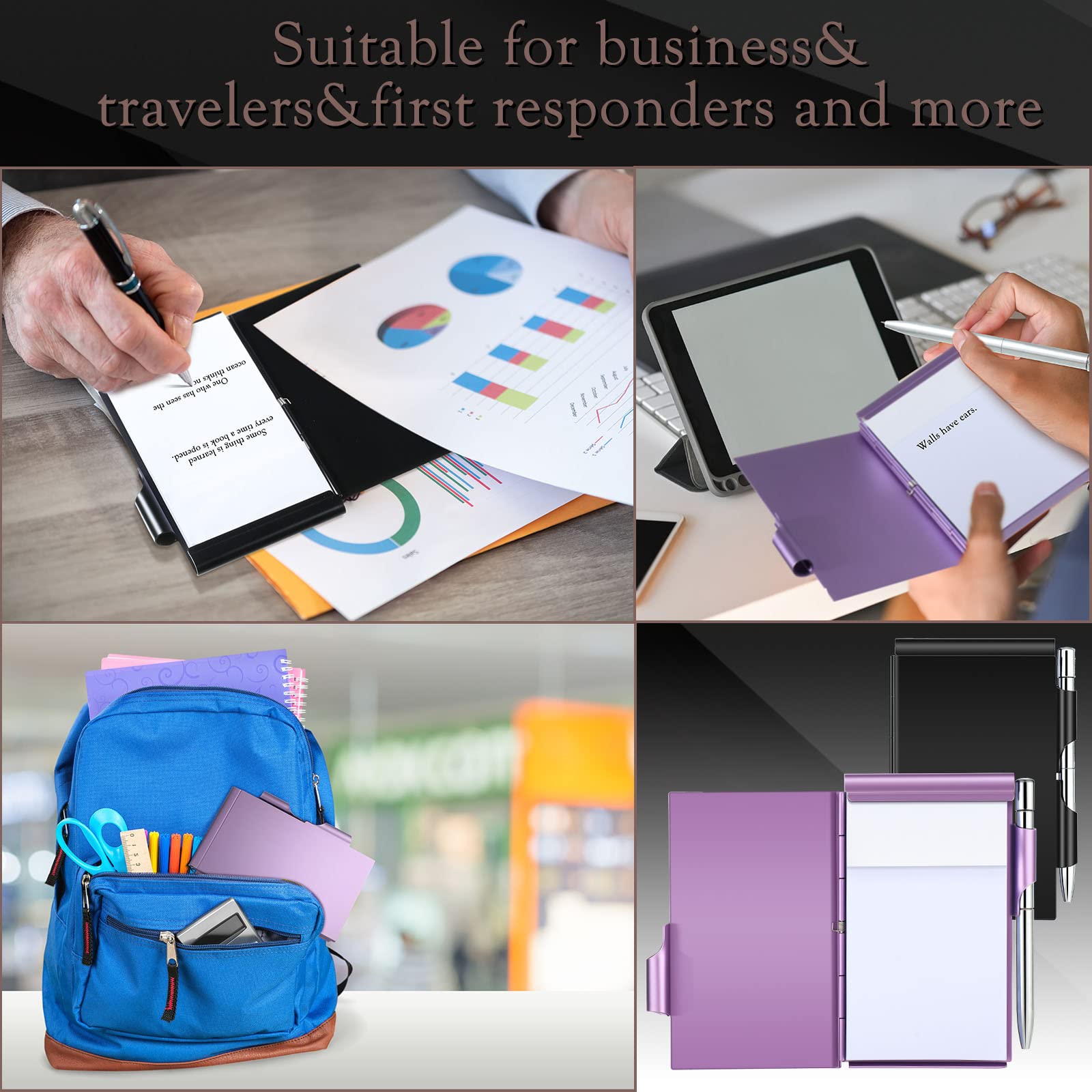 Premium Zonon 6-Piece Aluminum Pocket Notebook Set - Refillable Metal Notepad with Pen Holder | Compact Travel Journal for Office, Home & Gifts | Perfect for Business Meetings, Daily Notes & Adventure Travel