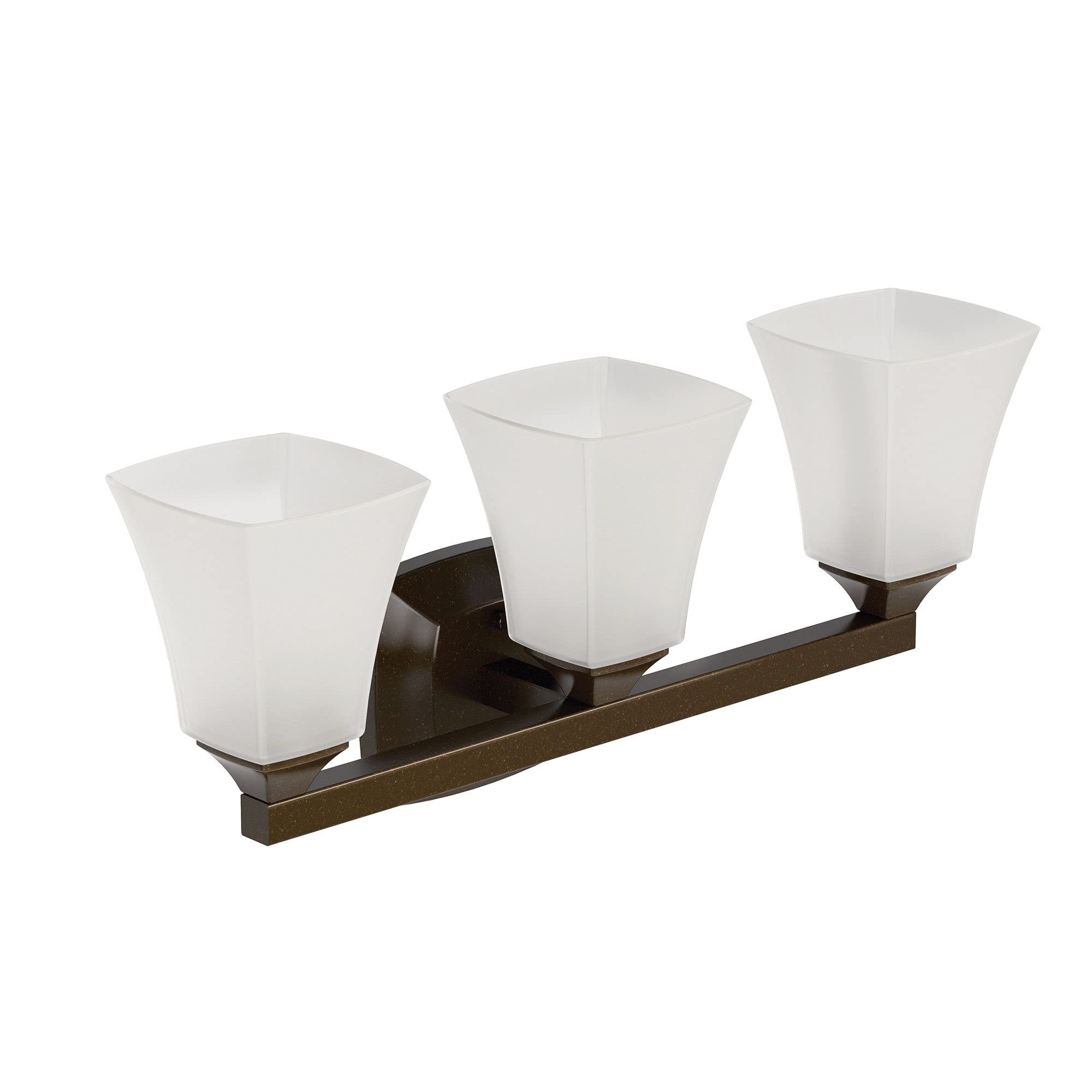 Moen YB5163ORB Voss 3-Light Dual-Mount Bathroom Vanity Light Fixture with Frosted Glass in Oil-Rubbed Bronze - Perfect for Modern Bathrooms, Powder Rooms & Spa-Like Retreats