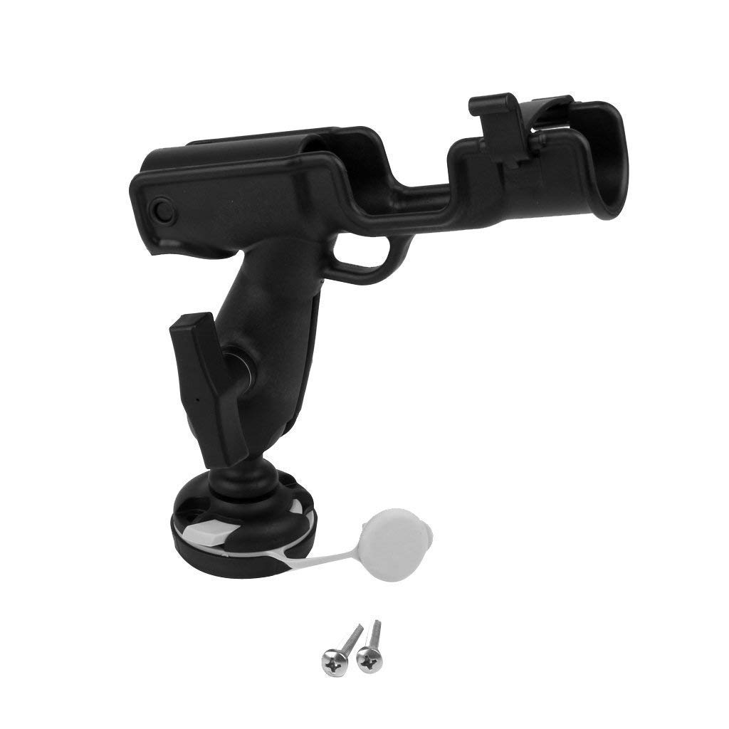 360° Adjustable Black Nylon Fishing Rod Holder - Marine Grade Kayak & Yacht Rotating Bracket for Side/Rail/Embedded Mounting - Durable Rod Support Rest Frame for Saltwater Fishing, Boating & Water Sports