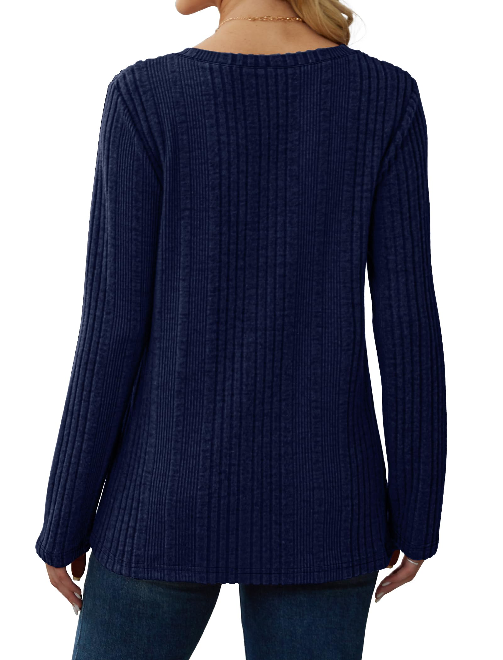 Women's Long Sleeve V-Neck Tunic Sweater - Lightweight Knit Top for Fall & Winter 2024 | Casual Office Wear, Layering Piece, Everyday Comfort