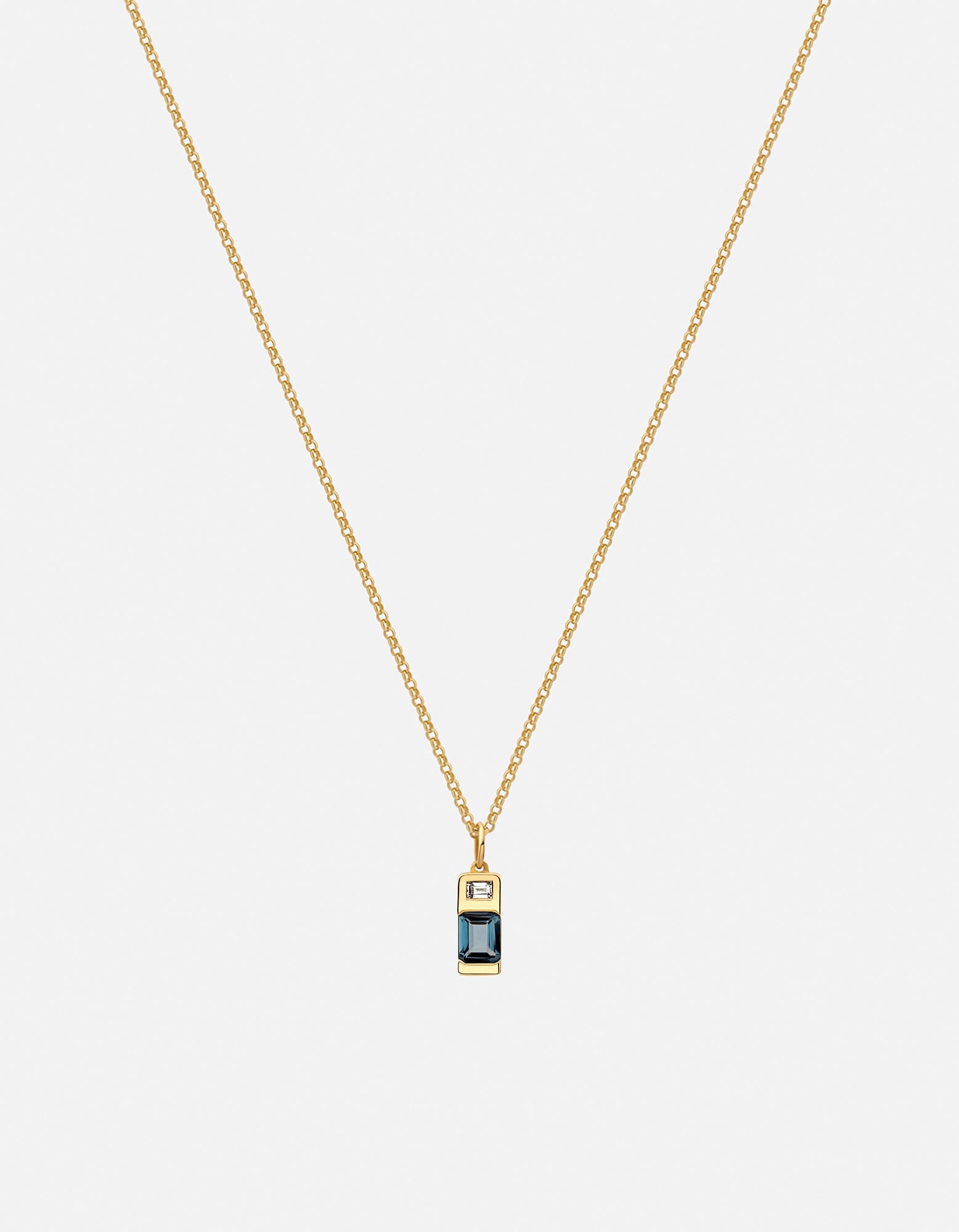 Everett London Blue Topaz Necklace in Gold Vermeil with Baguette Sapphire Accents – Elegant Jewelry for Women, Perfect for Weddings, Parties & Special Occasions
