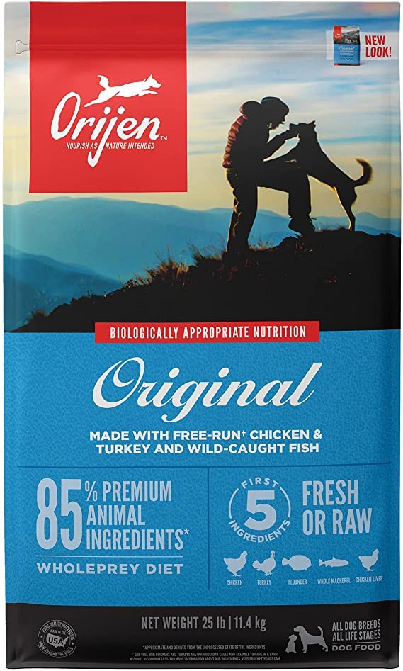 Orijen Original Dry Dog Food - High Protein Grain-Free Formula for All Breeds & Life Stages - 25 lb. Bag - Perfect for Active Dogs & Puppy Growth