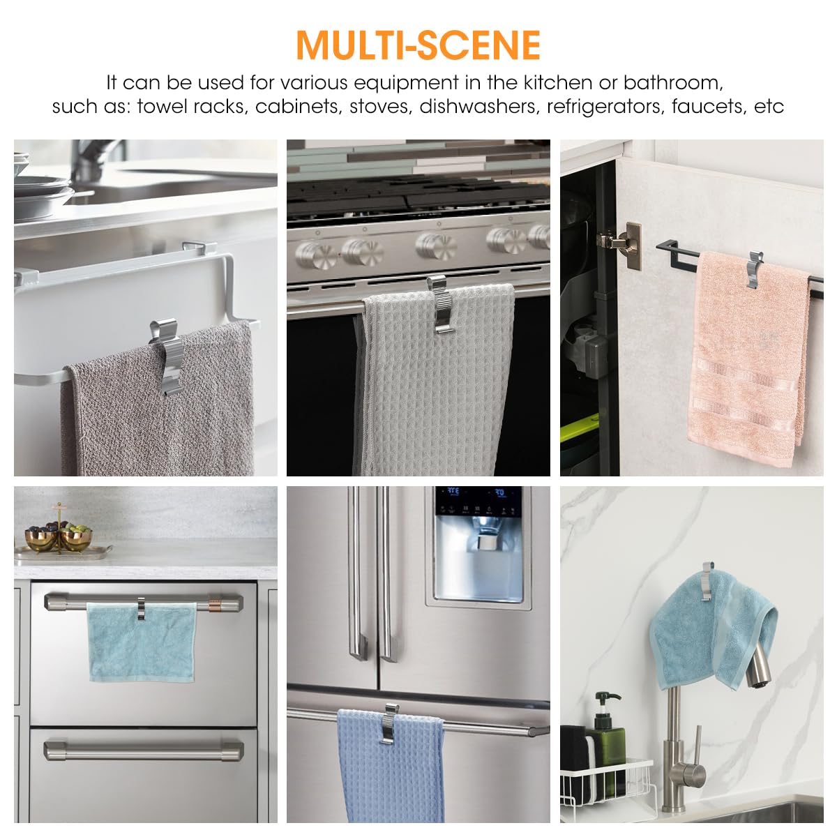 Aieve 4-Pack Stainless Steel Towel Clips - Heavy Duty Kitchen & Bathroom Towel Holders for Racks, Oven Handle, Dishwasher, Stove - Perfect for Organizing Linens & Keeping Towels Secure
