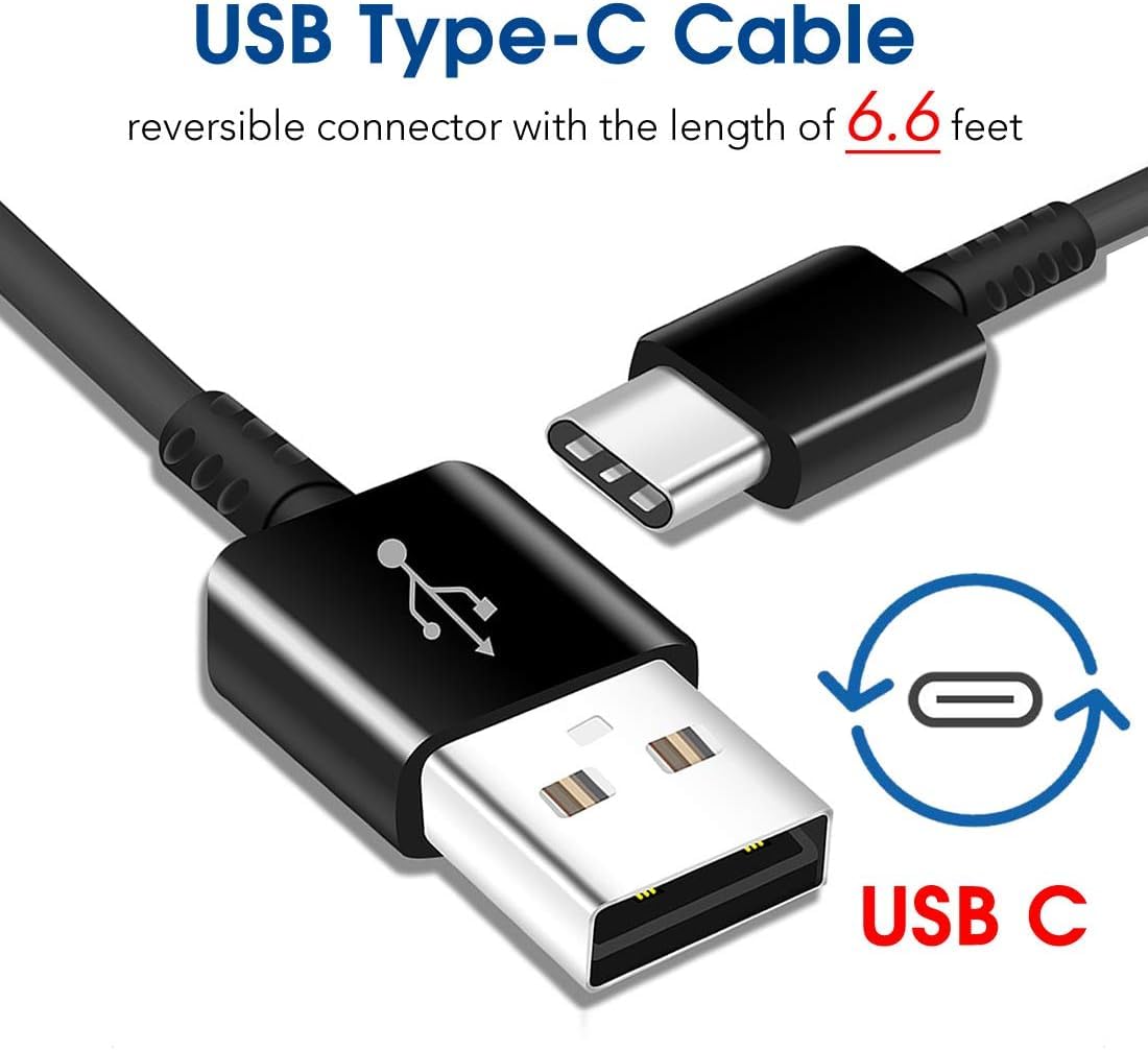 Fast Charging USB C Wall Charger & 6ft Cable - Compatible with Samsung Galaxy S25/S24/S23/S22/S21/S20/S10/S9/S8/Note 20/10/9/8 - Type C Charger Block for Android Phones - Perfect for Home, Office & Travel Charging