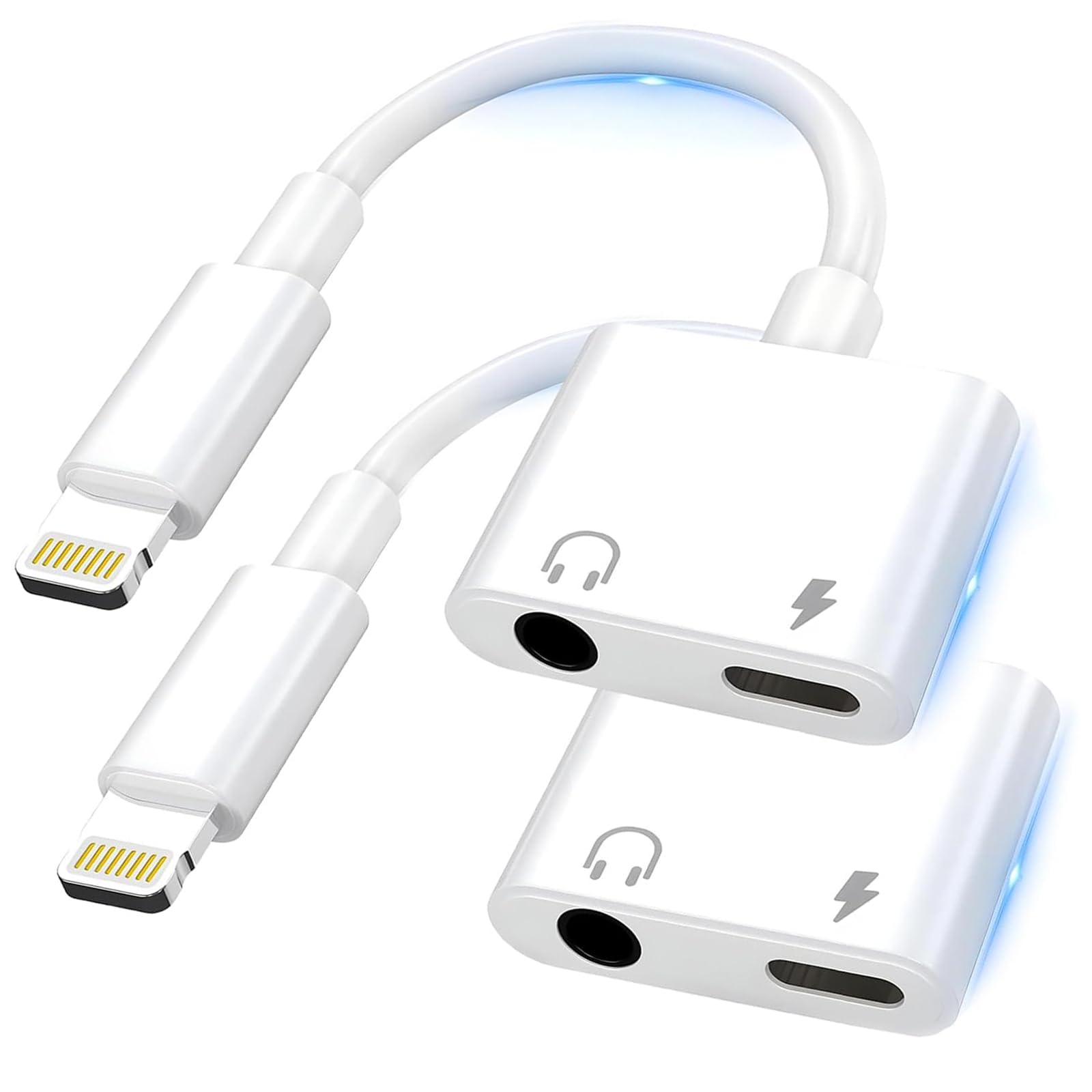 MFI Certified 2-in-1 Lightning to 3.5mm Headphone Jack & Charging Adapter for iPhone 14/13/12/11/X/8/7 & iPad - Aux Audio Dongle for Music, Gaming & Hands-Free Calling