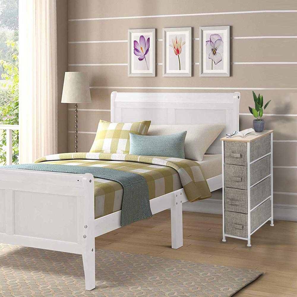 Veryke 4-Drawer Fabric Storage Tower - Metal Frame End Table for Home Organization