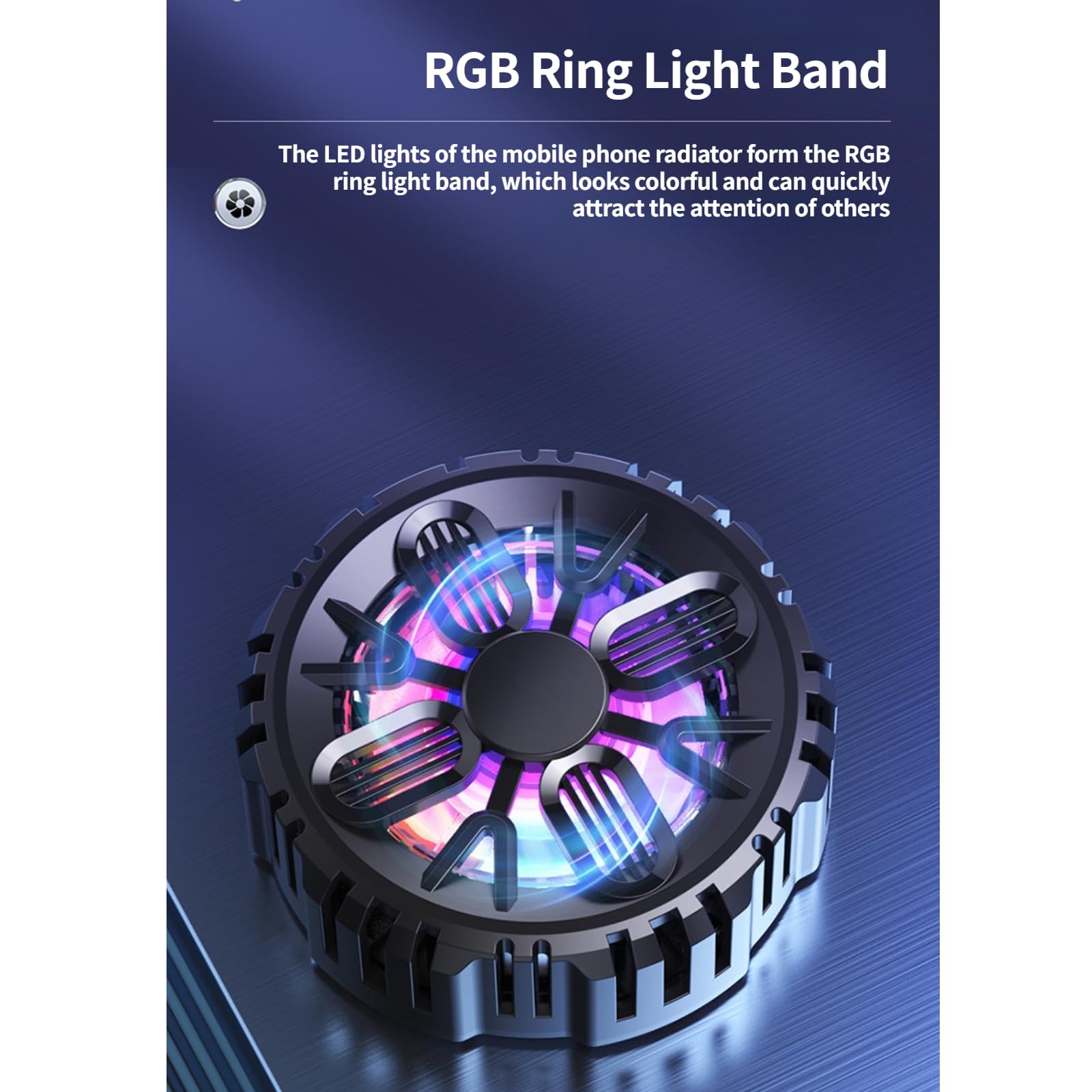 Rechargeable Semiconductor Phone Cooler with Colorful LED Lights - Universal Magnetic Cooling Fan for Gaming, Video Streaming & Car Driving - Prevent Overheating for iPhone & Android Phones