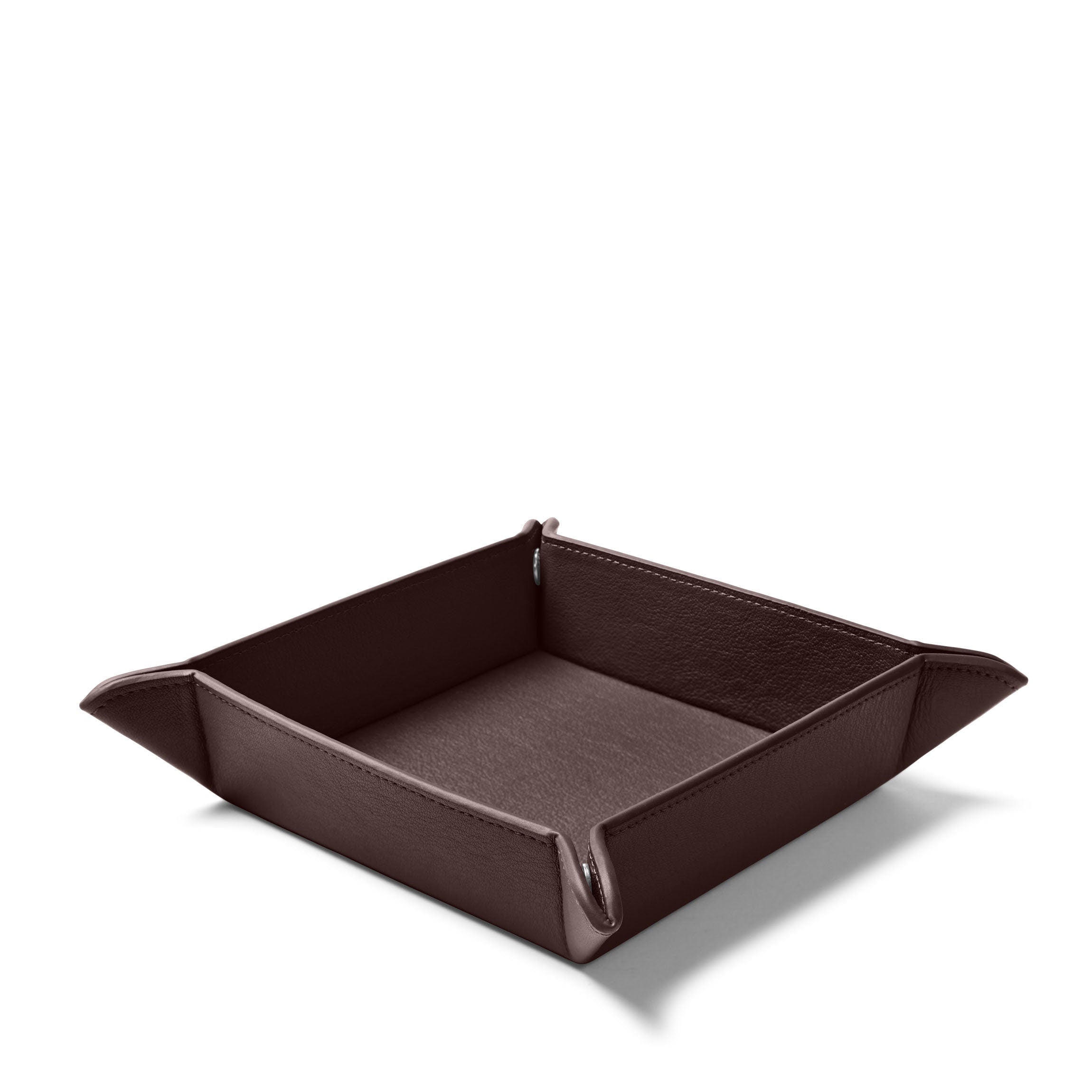 Premium Square Valet Tray - Brown Leather Organizer for Keys, Wallet & Jewelry | Stylish Entryway Decor for Home & Office