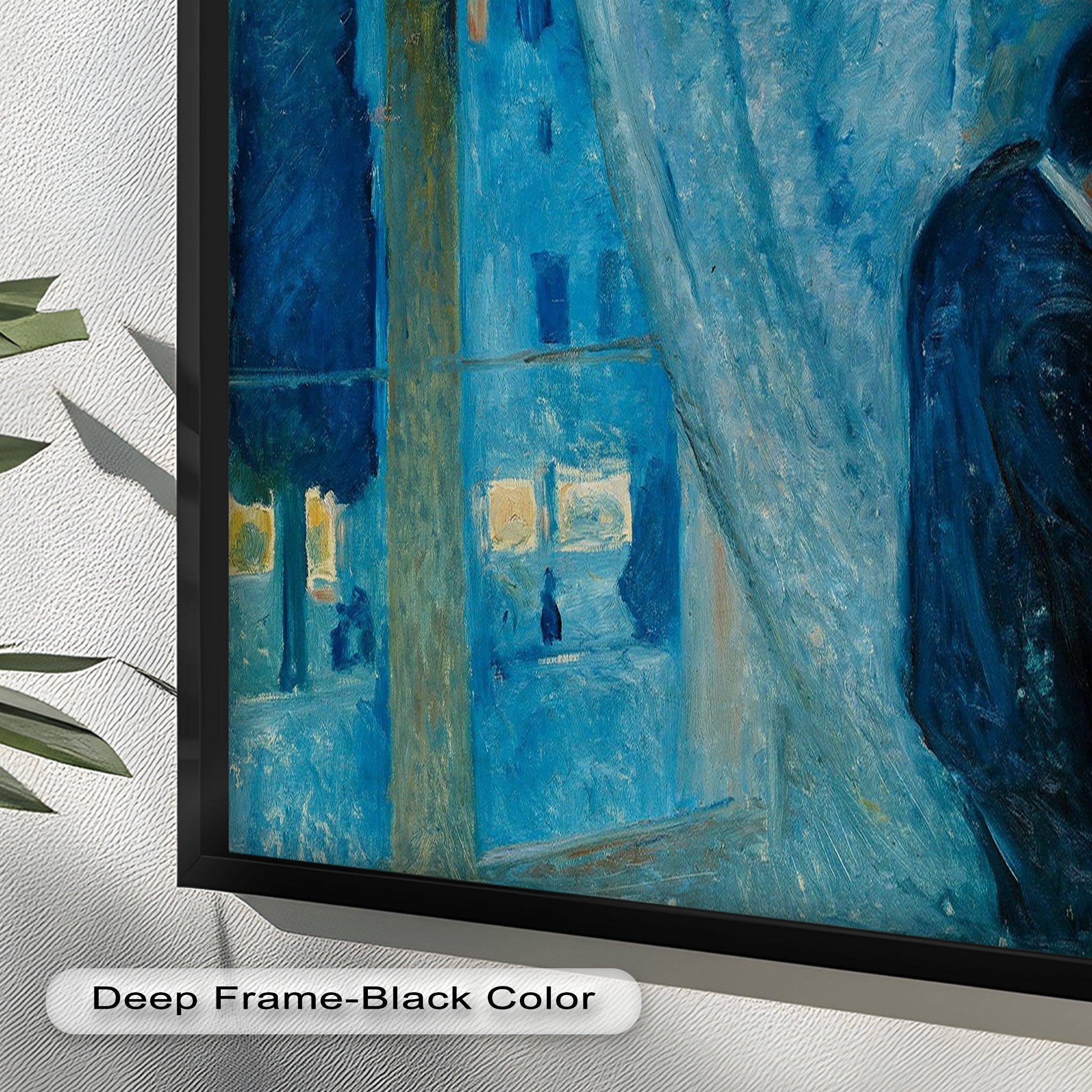 Blue Lovers by the Window - Handmade Expressionist Oil Painting on Canvas - Romantic Wall Art for Living Room, Bedroom & Office Decor