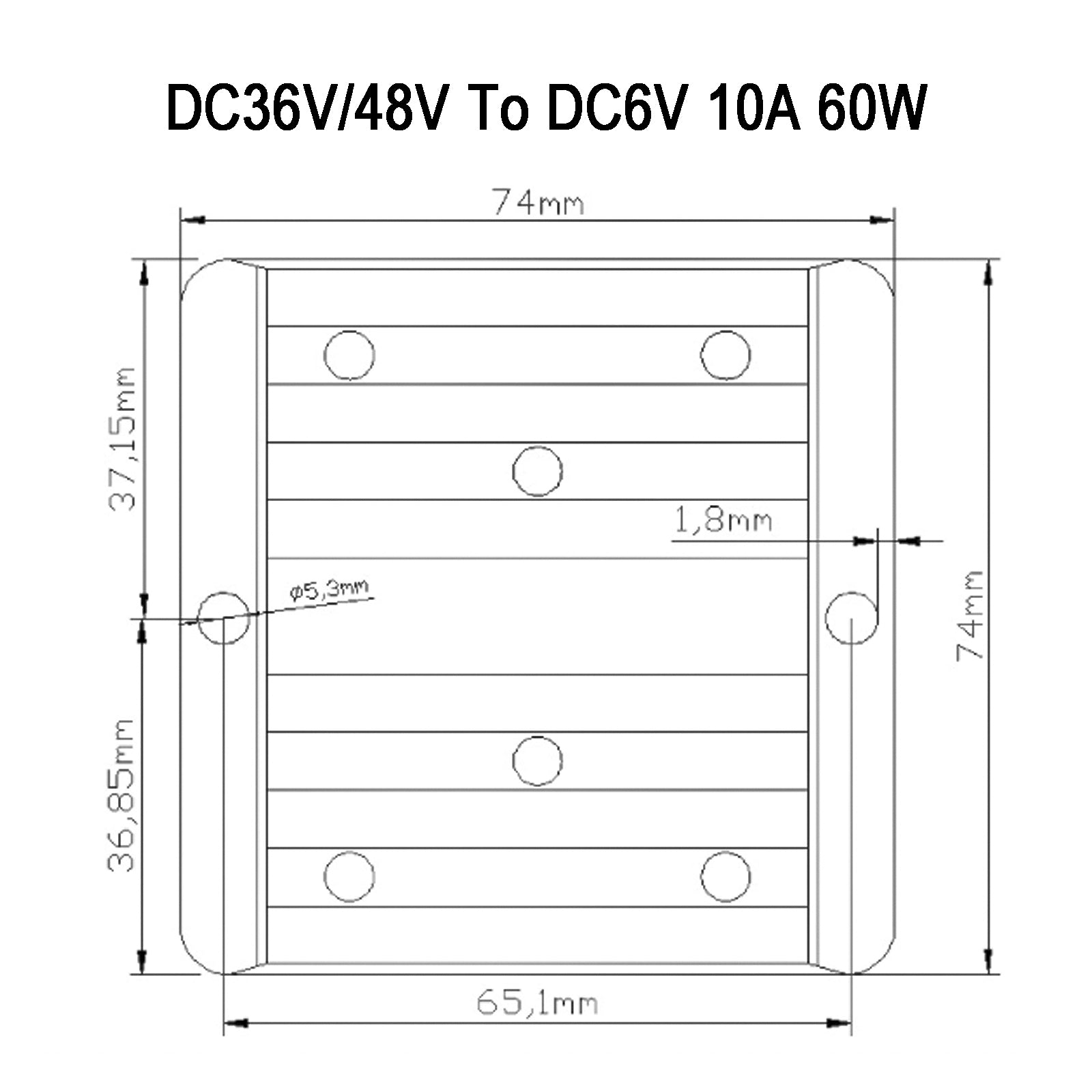 10A Waterproof DC-DC Converter 36V/48V to 6V Step Down Power Supply Regulator - Perfect for Automotive, Marine, and Solar Panel Systems