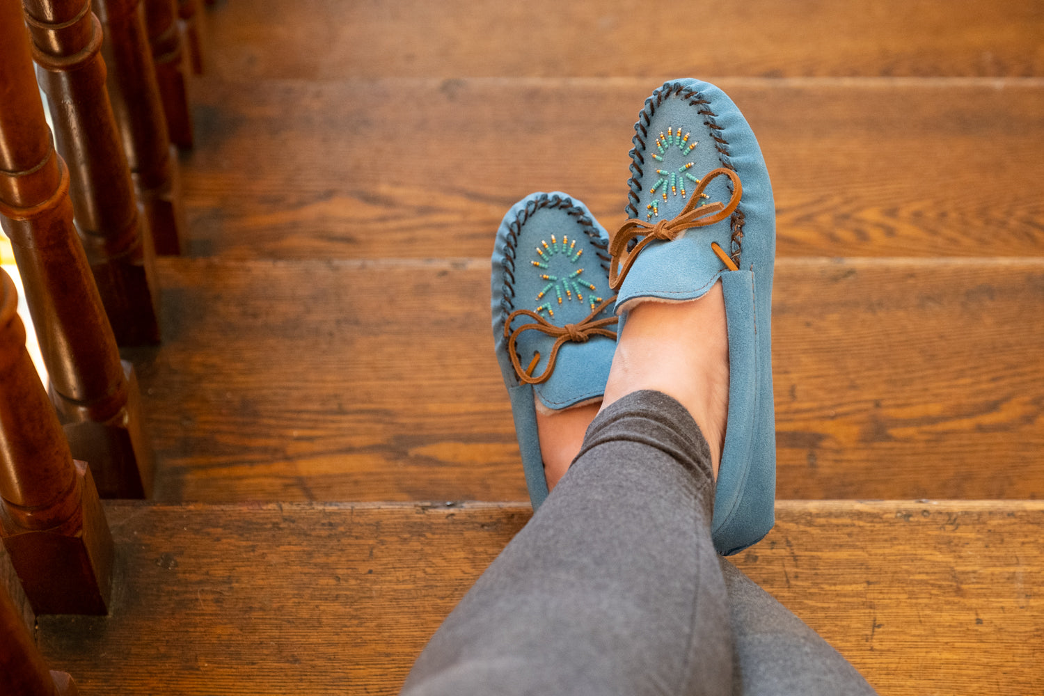 Women's Soft Sole Beaded Fleece Lined Suede Moccasins - Cozy Indoor/Outdoor House Slippers for Winter Comfort & Warmth - Perfect for Home, Lounge & Cold Weather Wear
