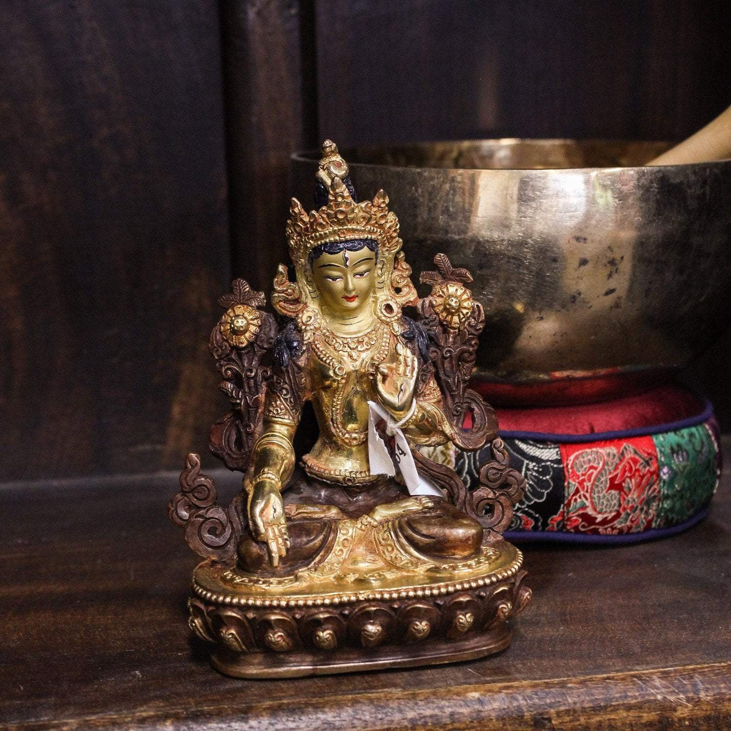 6 Inch White Tara Gold Statue - Buddhist Goddess Statue for Home Altar, Meditation & Spiritual Decor | Handcrafted Gold Finish for Serenity & Blessings