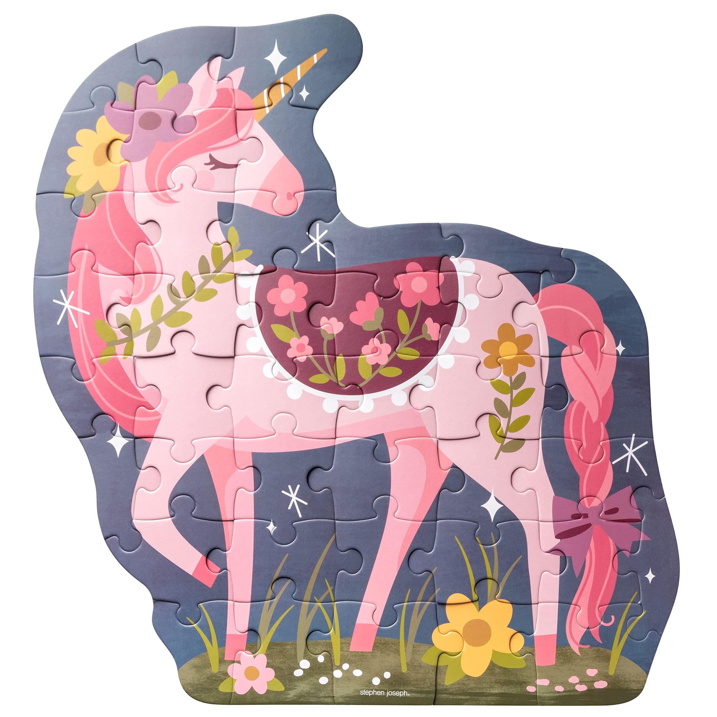 Stephen Joseph Unicorn Shaped Jigsaw Puzzle - 40 Piece Preschool Toddler Puzzle for Kids Ages 3-5 | Fun Learning Toy for Early Childhood Development & Birthday Gifts | Perfect for Playtime, Classroom Activities & Travel Entertainment