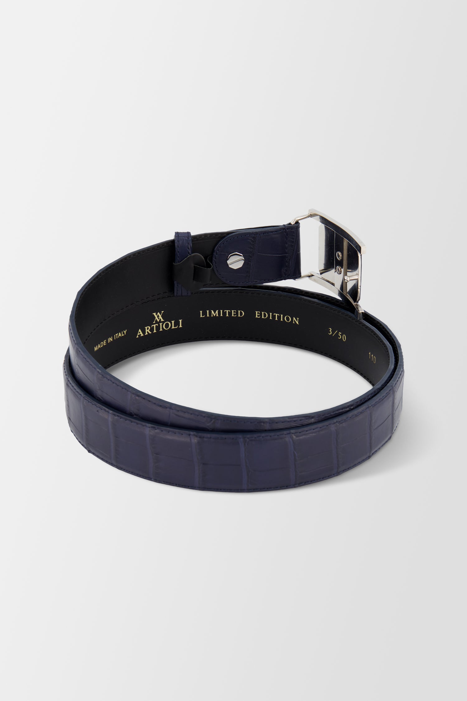 Luxury Artioli Blue Alligator Skin Belt for Men - Premium Genuine Leather Dress Belt - Perfect for Formal Wear, Business Attire & Special Occasions