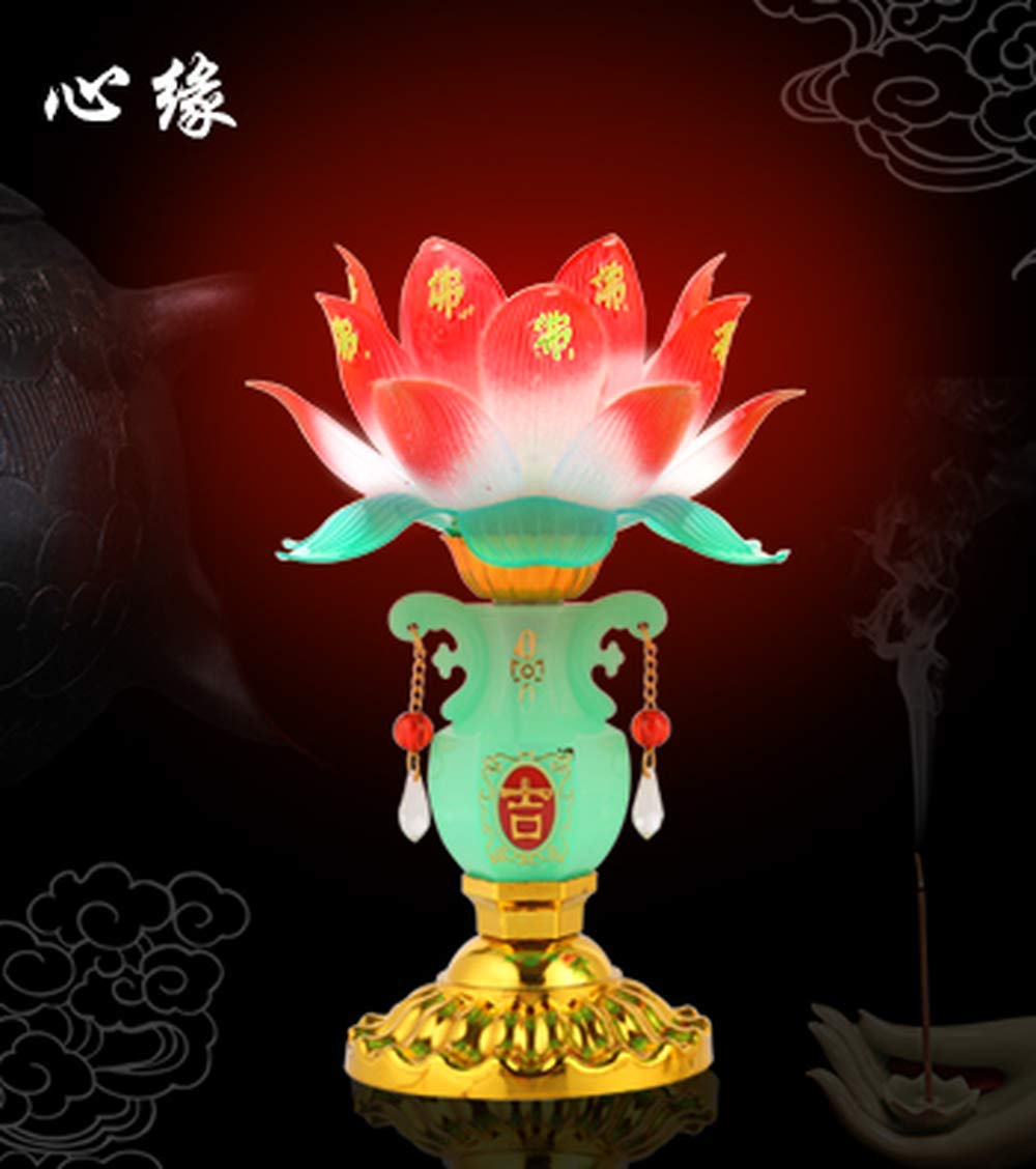 1 Pair Jade Vase Lotus Lantern - Electric Buddha Lamp with Incense Holder - Home Decor for Meditation Room, Yoga Studio & Spiritual Spaces - Perfect for Zen Decor, Altar Lighting & Relaxation