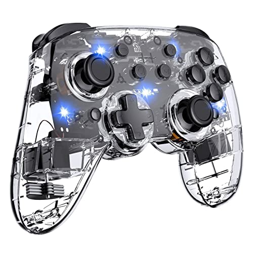 Wireless Pro Controller for Nintendo Switch with 8-Color Adjustable LED Lights - Compatible with Switch, Switch OLED & Switch Lite - Turbo, Remote Wake-Up & Gyro Sensor - Perfect for Gaming, Streaming & Multiplayer Sessions