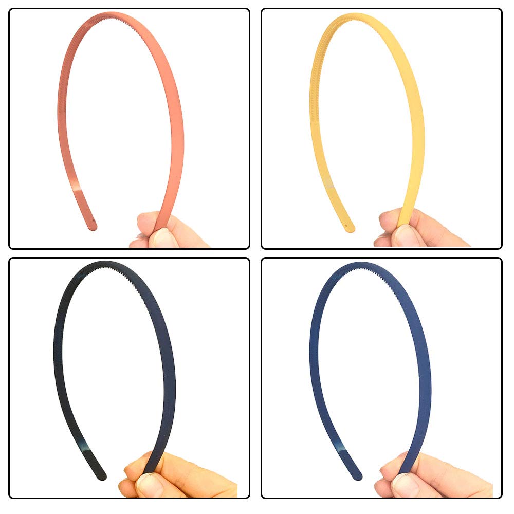 12pcs 8mm Thin Headbands for Women & Girls - Non-Slip Rubber Grip Hair Bands with Teeth - Soft Plastic Hair Accessories for Kids, Teens & Adults - Perfect for School, Sports, Work & Everyday Styling