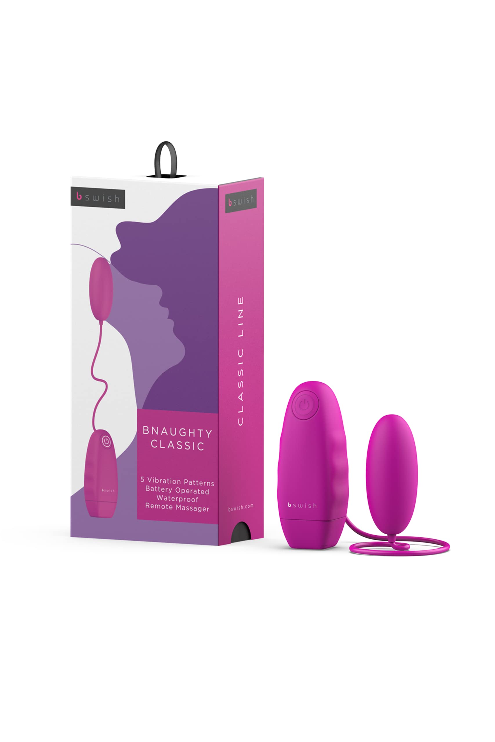 B Swish Bnaughty Classic Bullet Vibrator - Rechargeable Remote Control Vibrator for Women with 5 Powerful Vibration Modes, G-Spot & Clitoral Stimulation - Perfect for Couples Play, Solo Pleasure & Sensual Massage (Cerise)
