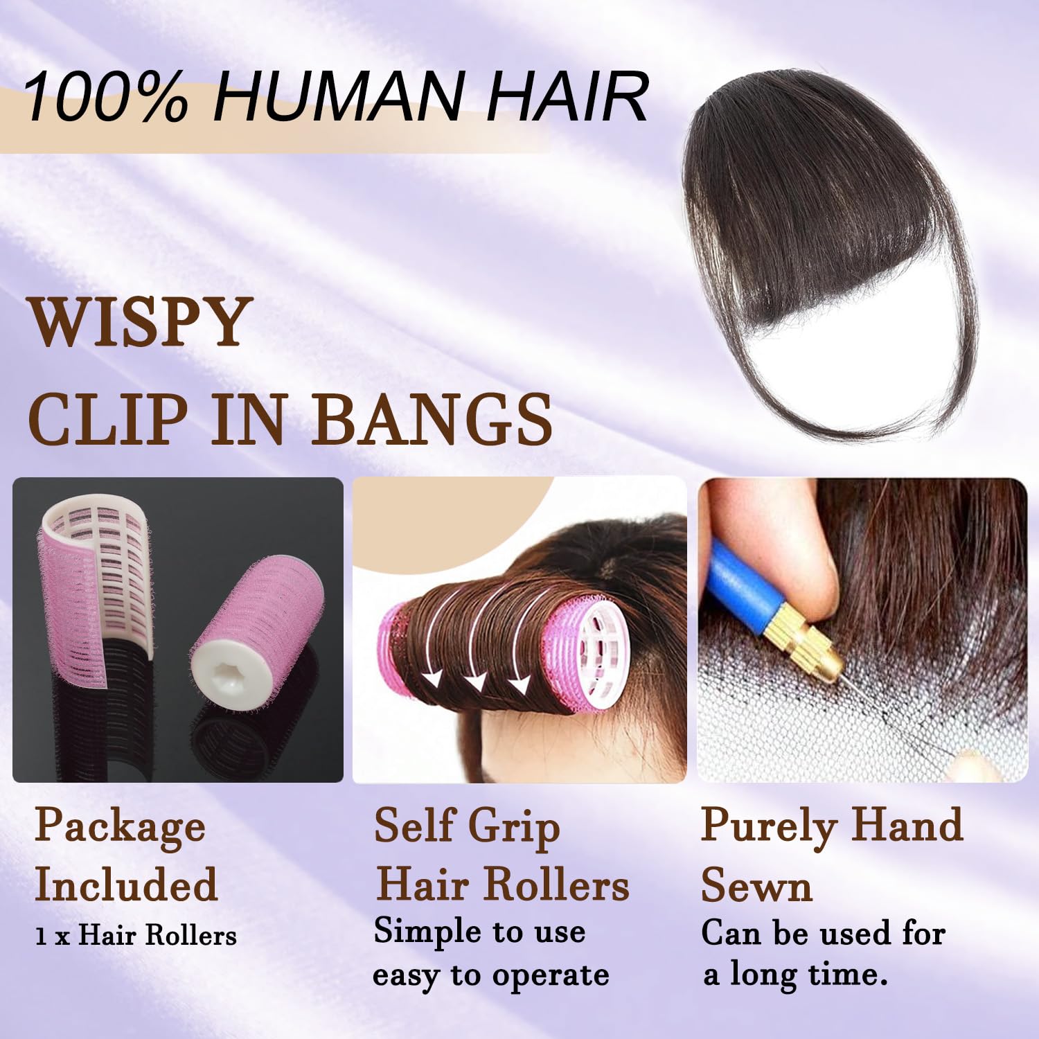 Jijukor Clip In Bangs - 100% Human Hair Wispy Dark Brown Fake Bangs Extensions with Temples for Women | Natural Look, Easy to Wear | Perfect for Daily Use, Cosplay, and Hairstyling