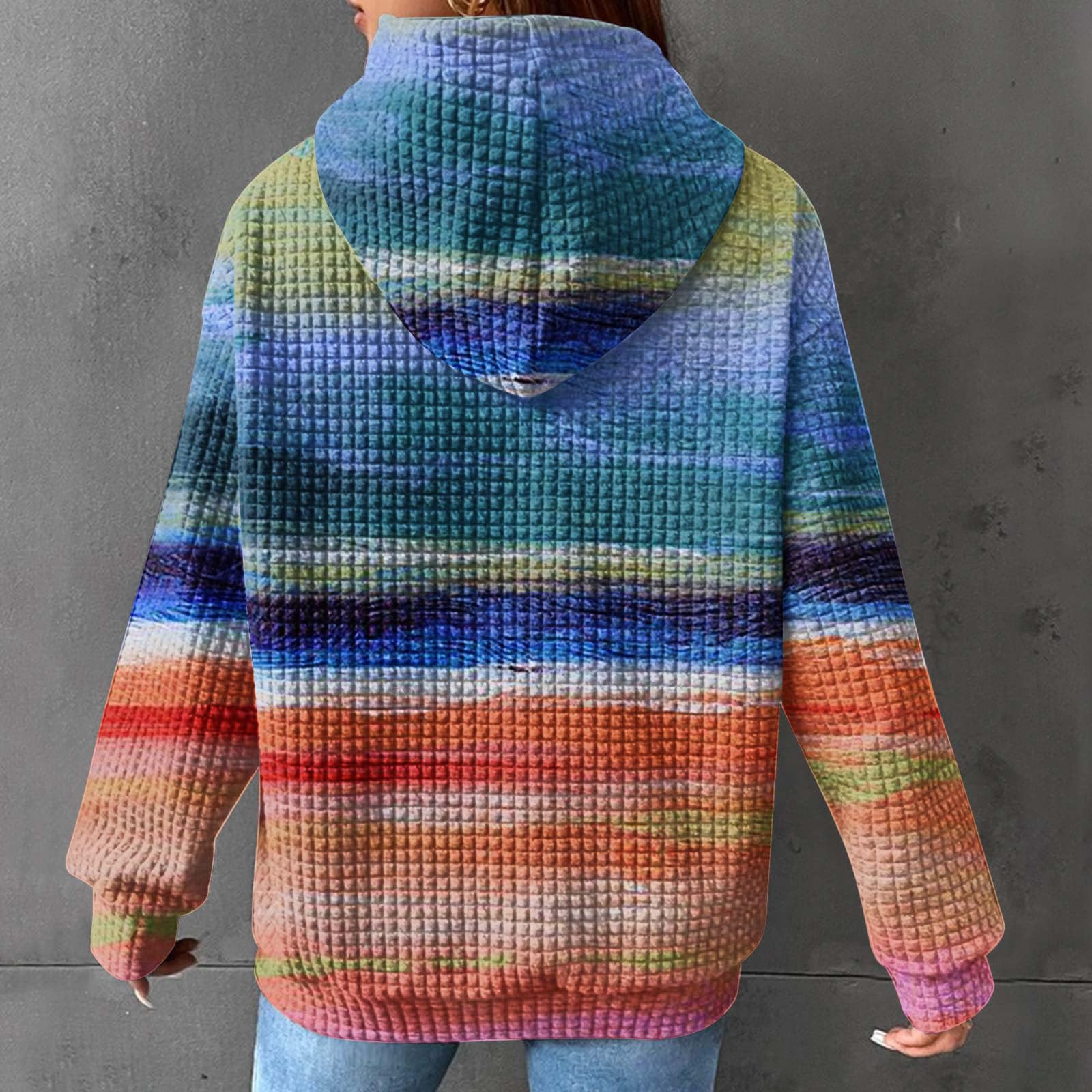 Women's Waffle Knit Hoodie - Long Sleeve Pullover Sweatshirt for Fall 2024 | Trendy Casual Wear for Outfits, Lounge & Street Style