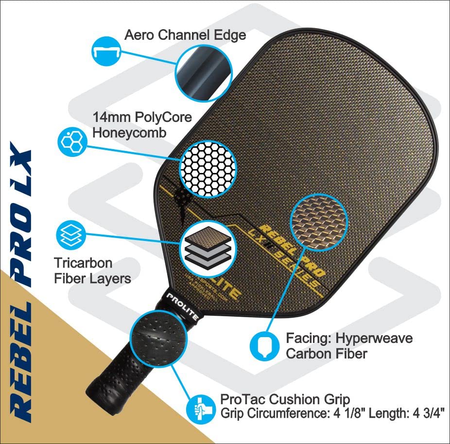 Premium LX Series Pickleball Paddles - Hyperweave Carbon Fiber Surface with 14mm Poly Core | USA-Made Since 1984 | Perfect for Tournament Play & Recreational Games
