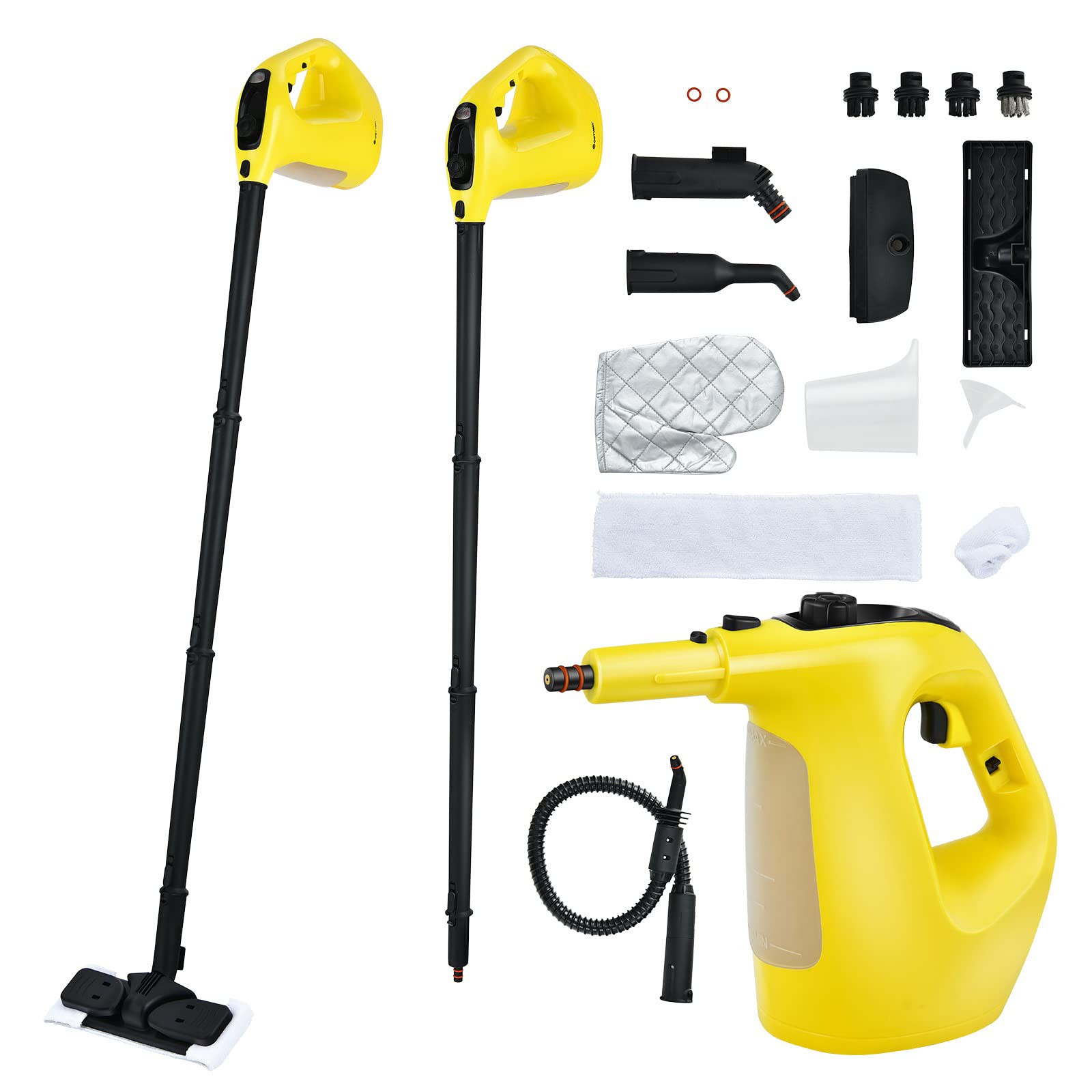 GOFLAME 1400W Handheld Steam Cleaner with 17-Piece Accessory Kit - Portable Pressurized Steamer for Home, Car, Floors, Carpets & Windows (350ml, Yellow) | Ideal for Deep Cleaning, Sanitizing & Removing Stubborn Stains