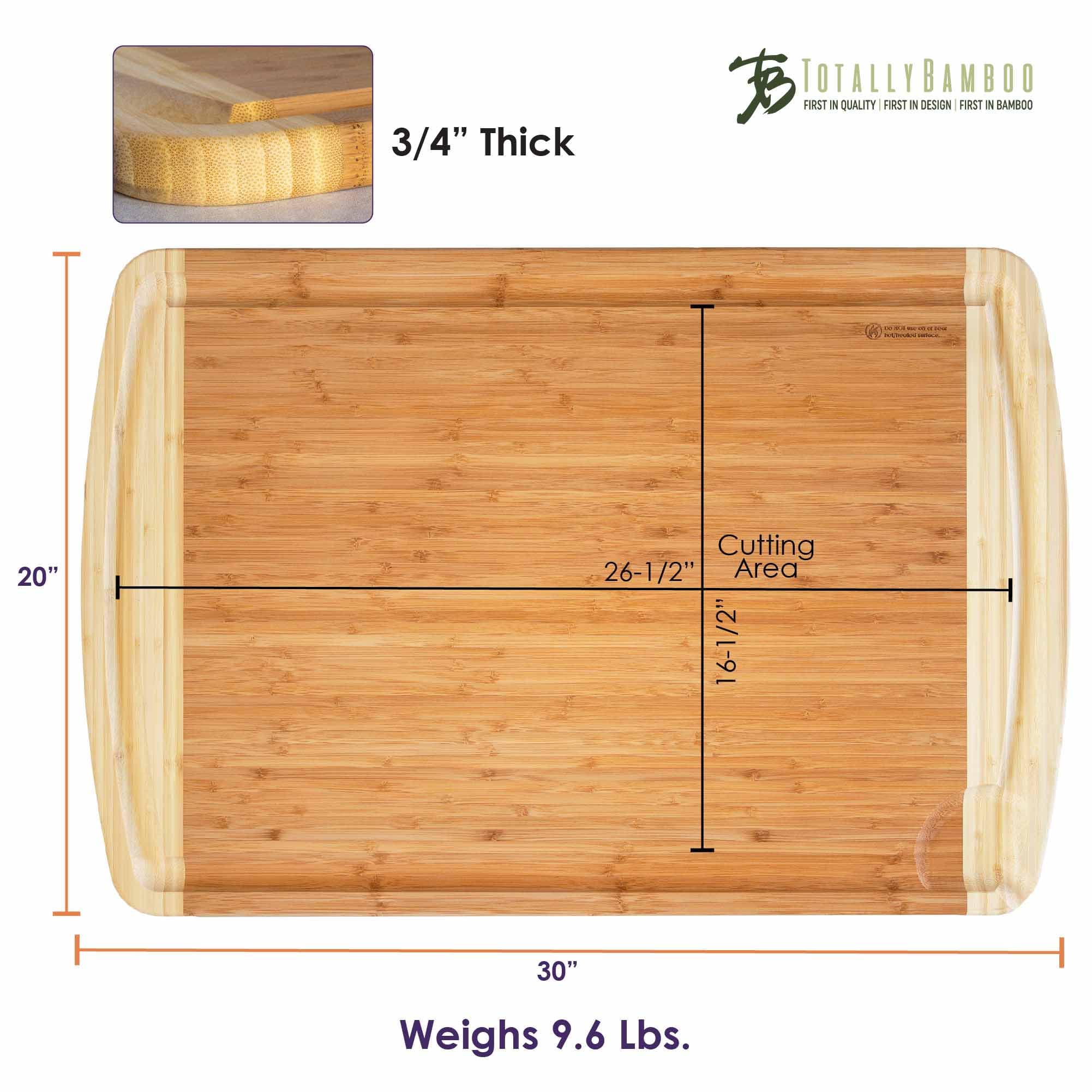 600SI Extra Large Bamboo Cutting Board 30x20 Inches - Heavy Duty Chopping Block for Meat, Vegetables & Bread - Perfect for Kitchen Prep, Serving & Charcuterie Boards