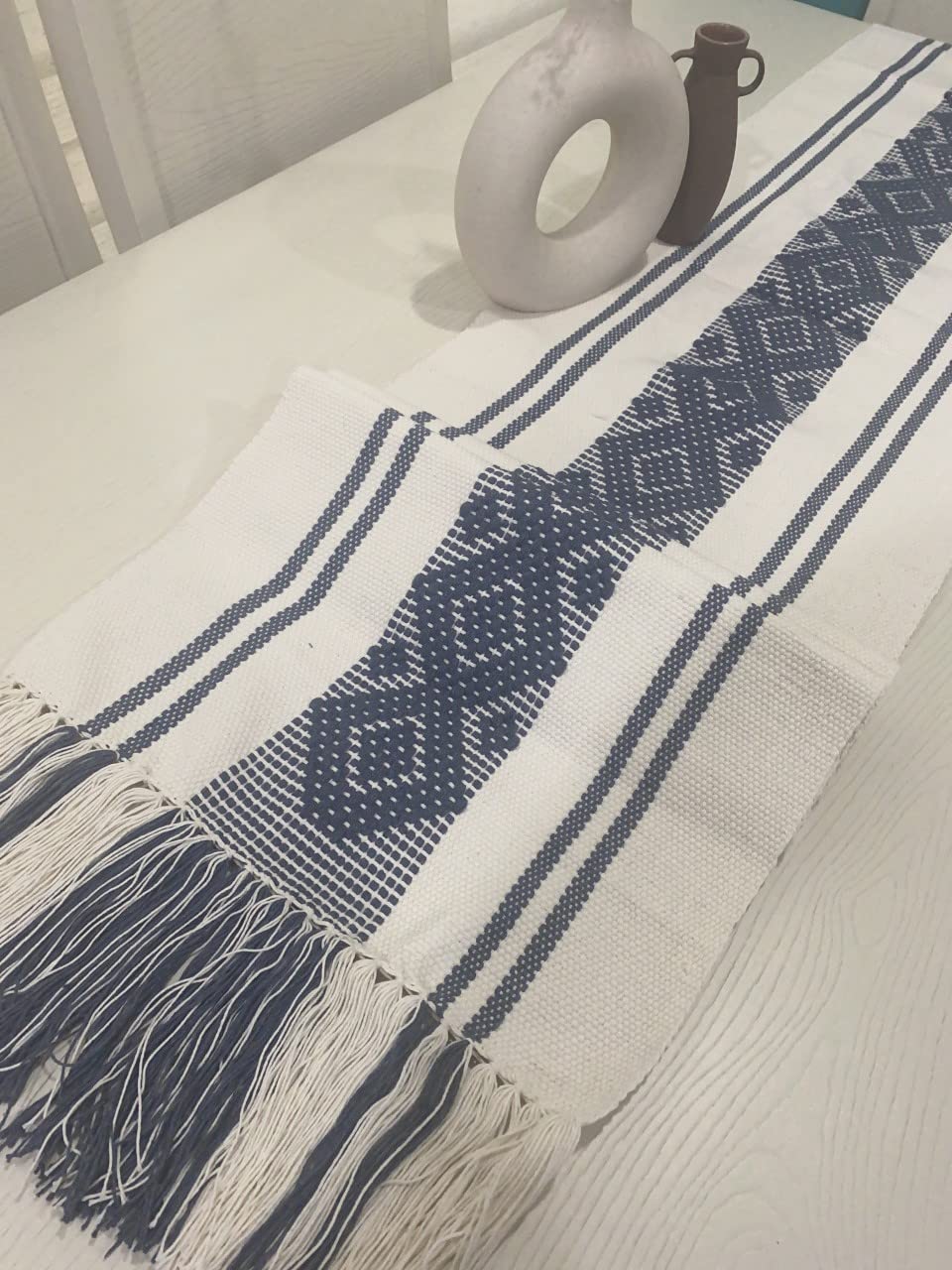 Elegant Hand-Embroidered Waist Loom Table Runner - Perfect for Dining Table Decor, Wedding Centerpiece & Holiday Home Decor