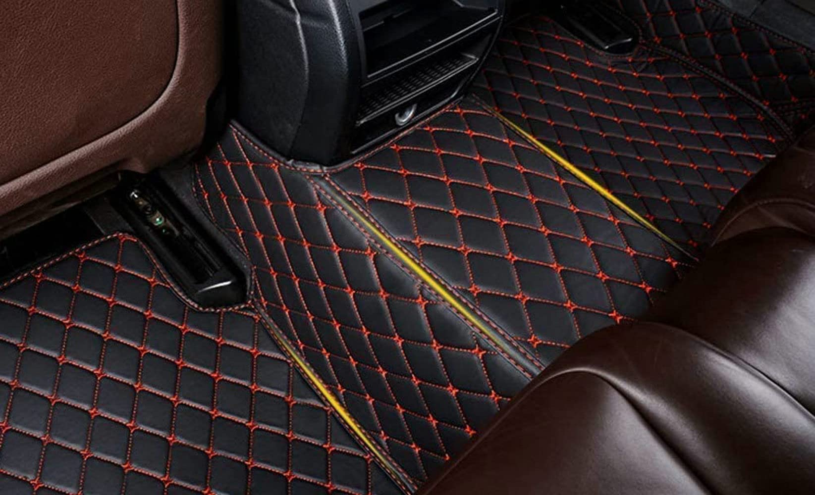 Custom Leather Car Floor Mats for Sedan, SUV & Sports Cars - Premium Beige & Brown All-Weather Protection | Perfect for Daily Commute, Road Trips & Off-Road Adventures