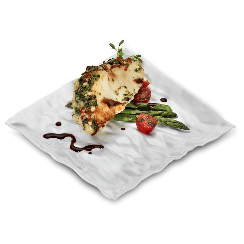 EMI Yoshi Contemplate White Plastic 9 Inch Dinner Plates - Pack of 120 - Elegant Disposable Plates for Parties, Weddings, Catering & Everyday Dining